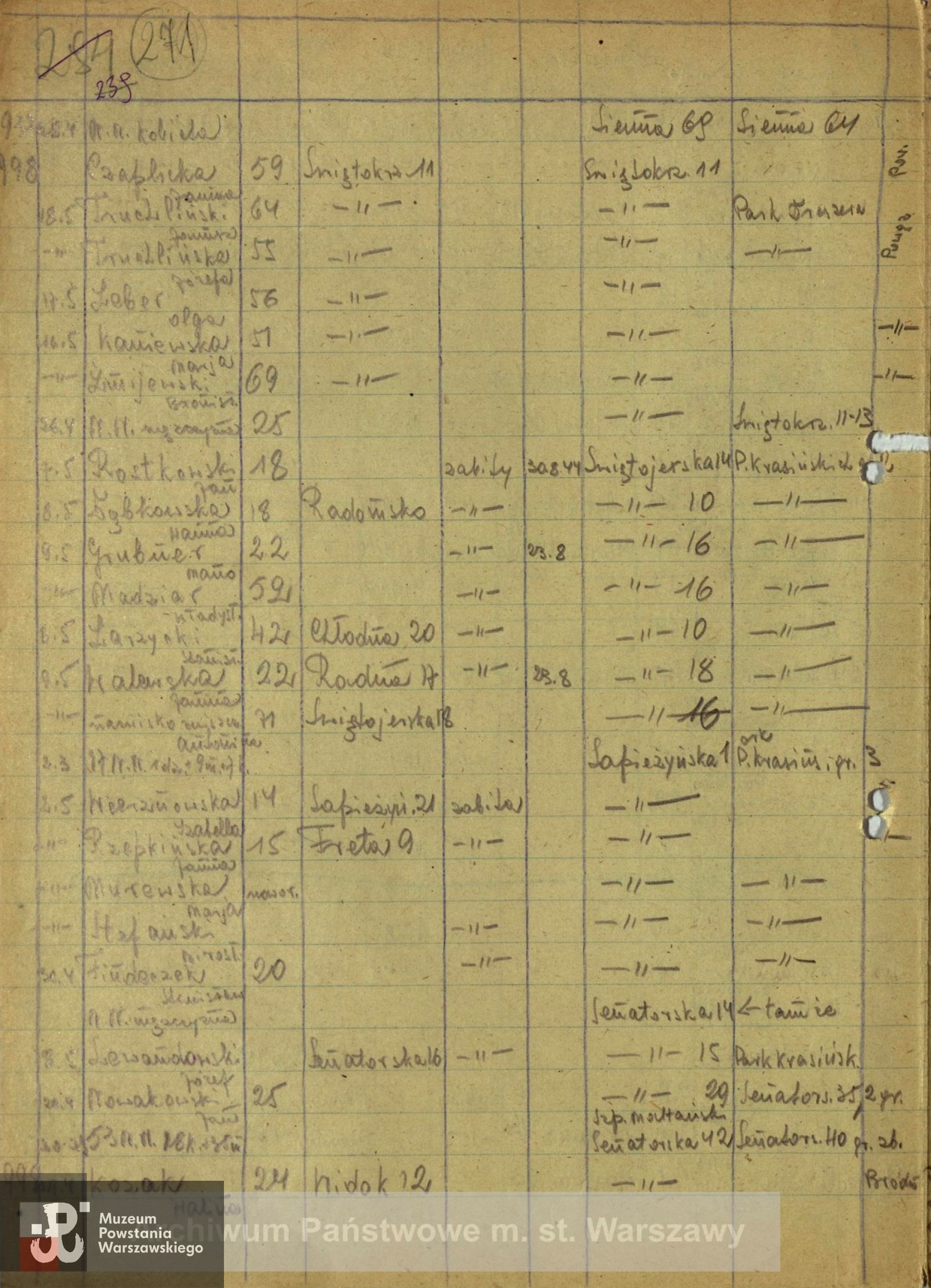 Archiwum Państwowe m. st. Warszawy - listy ekshumowanych