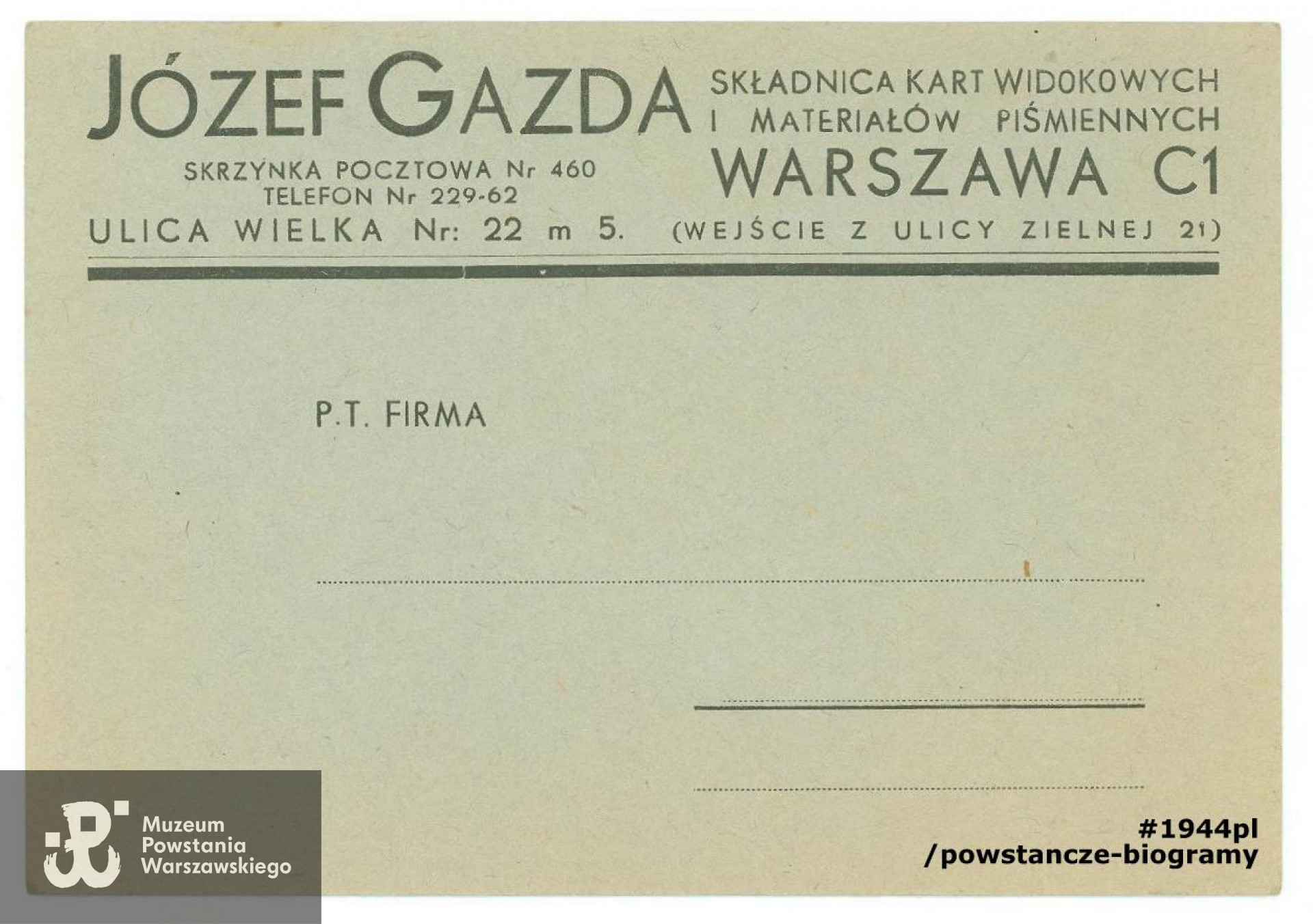Ze zbiorów rodzinnych. Skan: materiały do Słownika Uczestników PW/Pokój Kombatanta