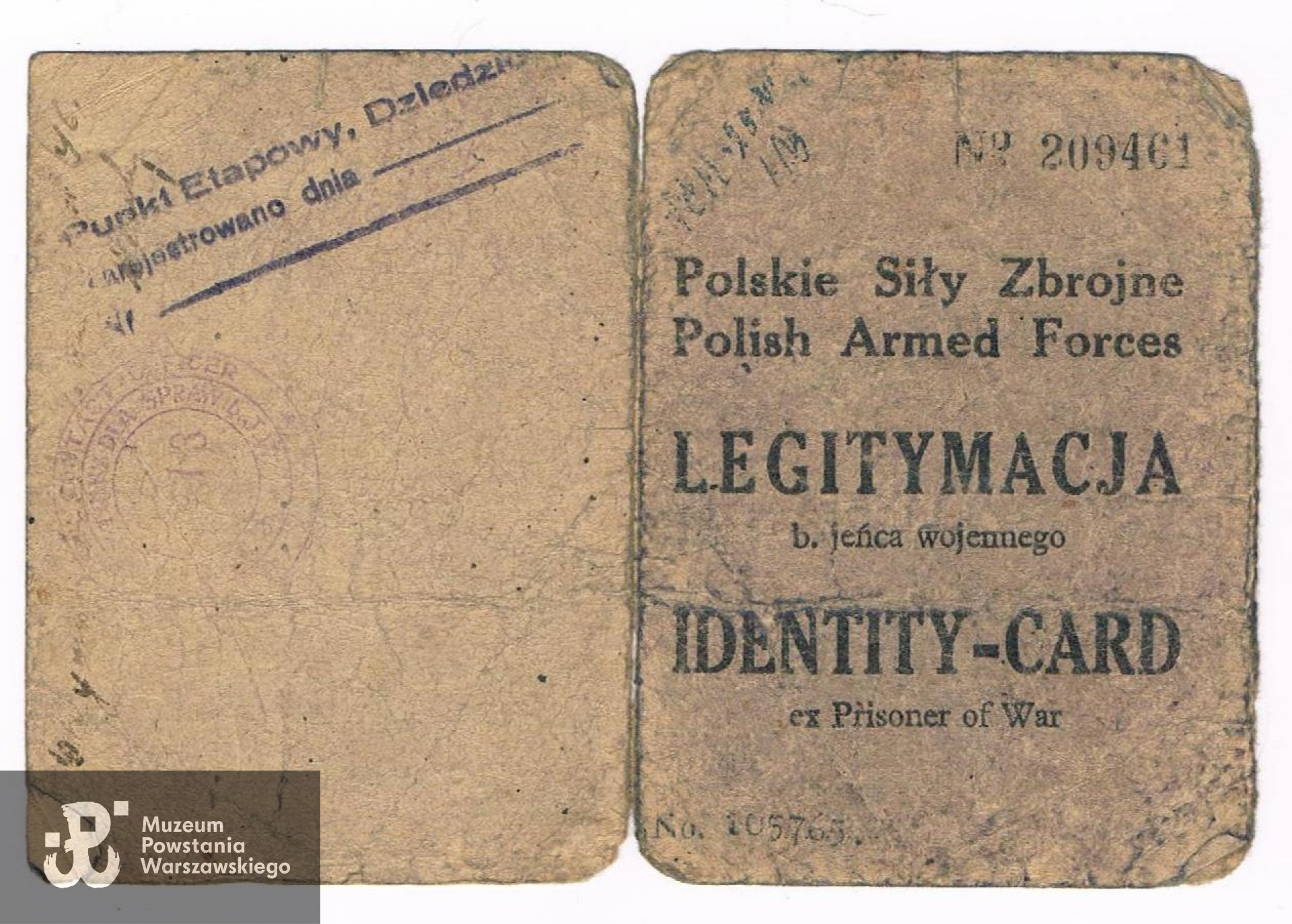 Wystawiona przez PSZ legitymacja byłego jeńca wojennego wystawiona. Z archiwum rodzinnego syna, p. Krzysztofa Kłosiewicza