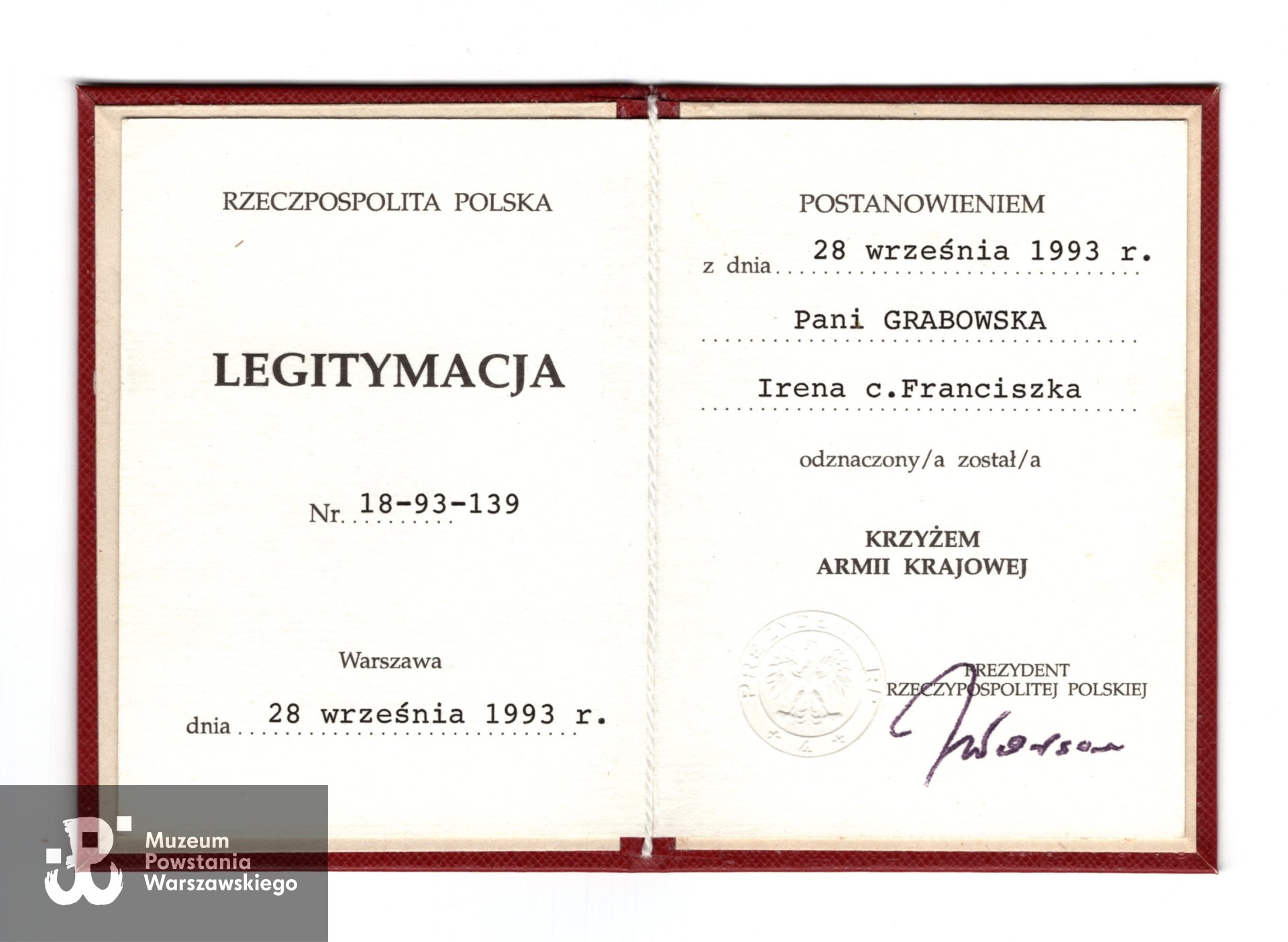 Dok. ze zbiorów rodzinnych, skan wykonano w Muzeum Powstania Warszawskiego - Dział Kombatanta