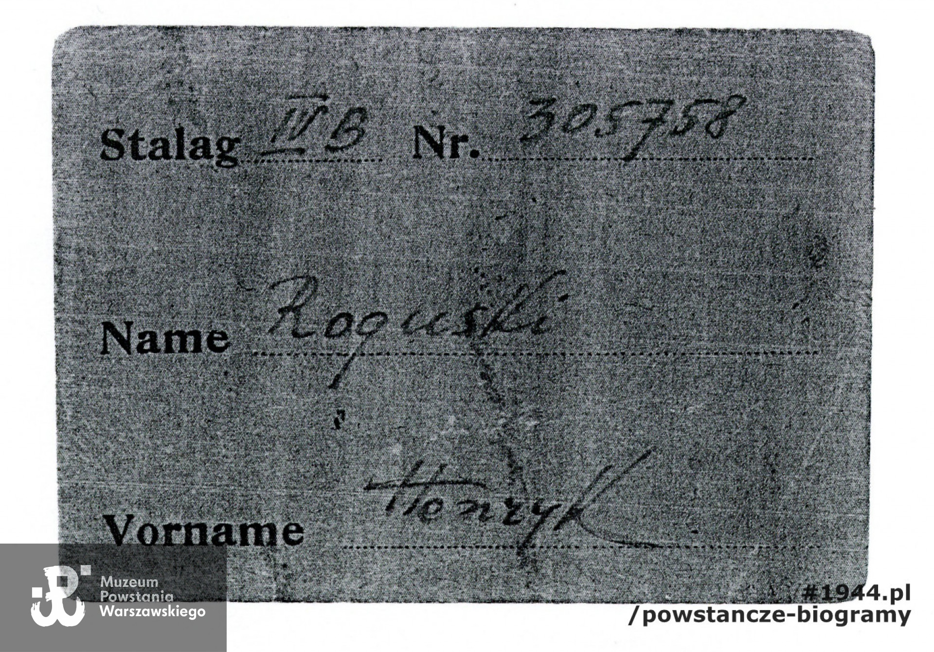 Kopie dokumentów udostępnione przez bratową, p. Józefę Roguską