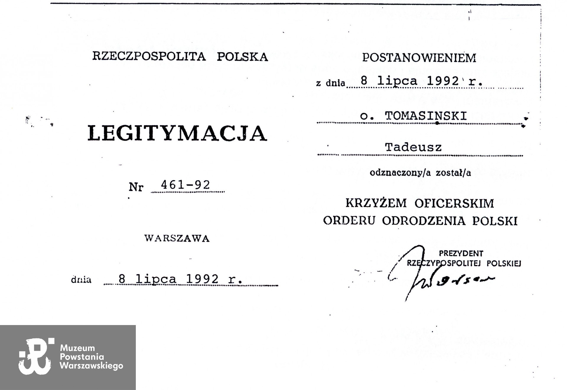 Źródło: materiały do Słownika Uczestników PW - zasób Pokoju Kombatanta MPW