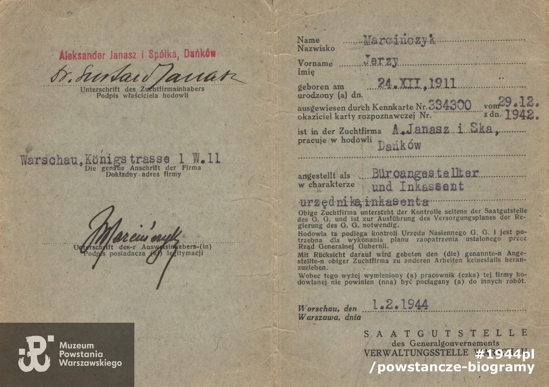 Z archiwum rodzinnego, udostępnił p. Jerzy Marcińczyk