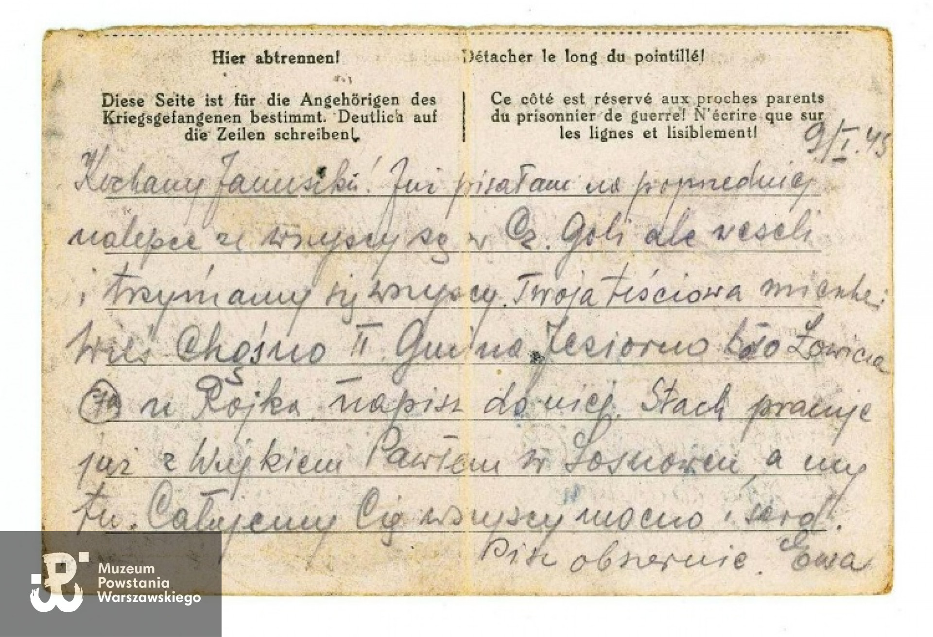 Korespondencja obozowa Janusza Kustowskiego. Zbiory rodzinne/ [MPW]