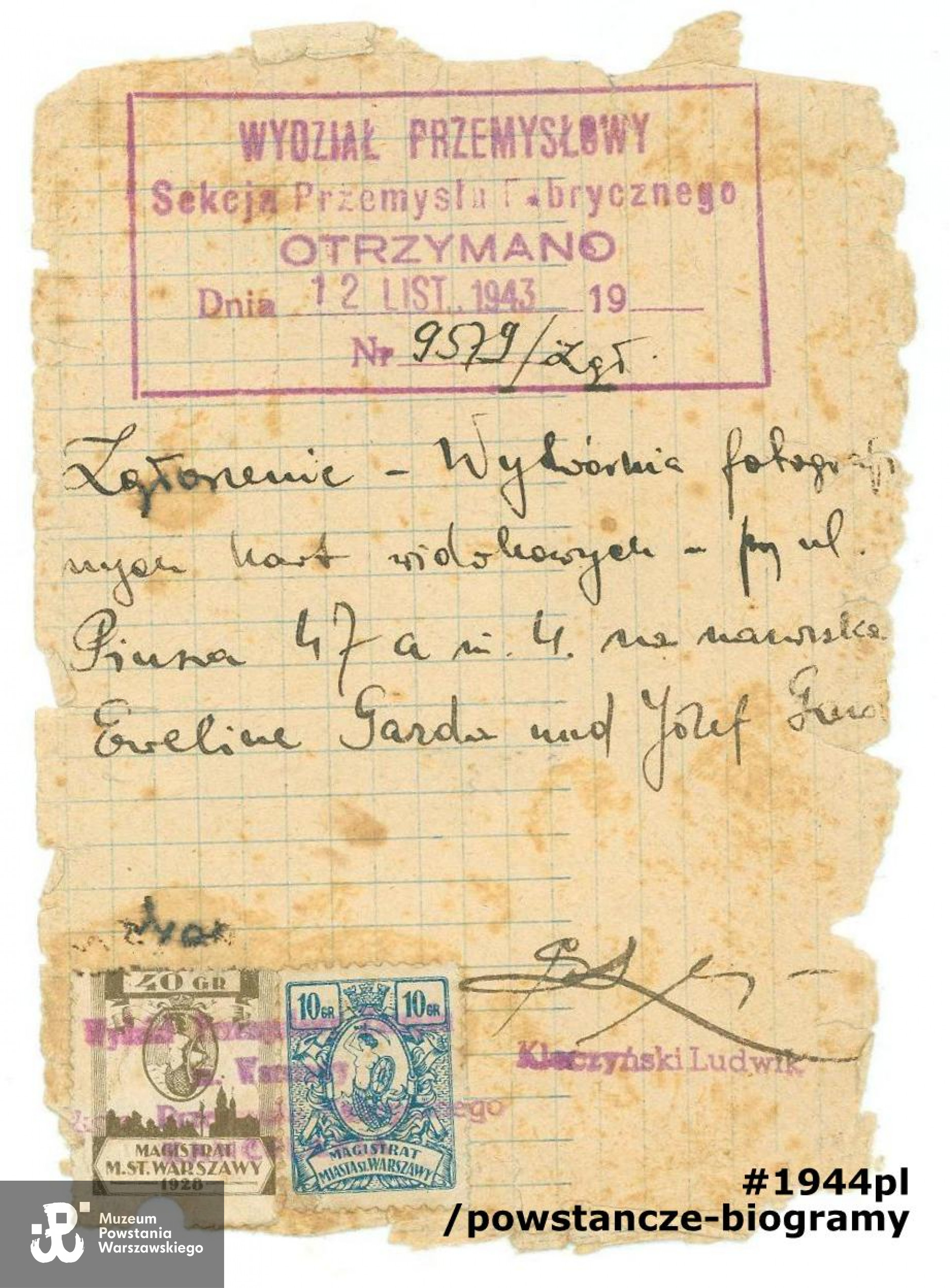 Ze zbiorów rodzinnych. Skan: materiały do Słownika Uczestników PW/Pokój Kombatanta