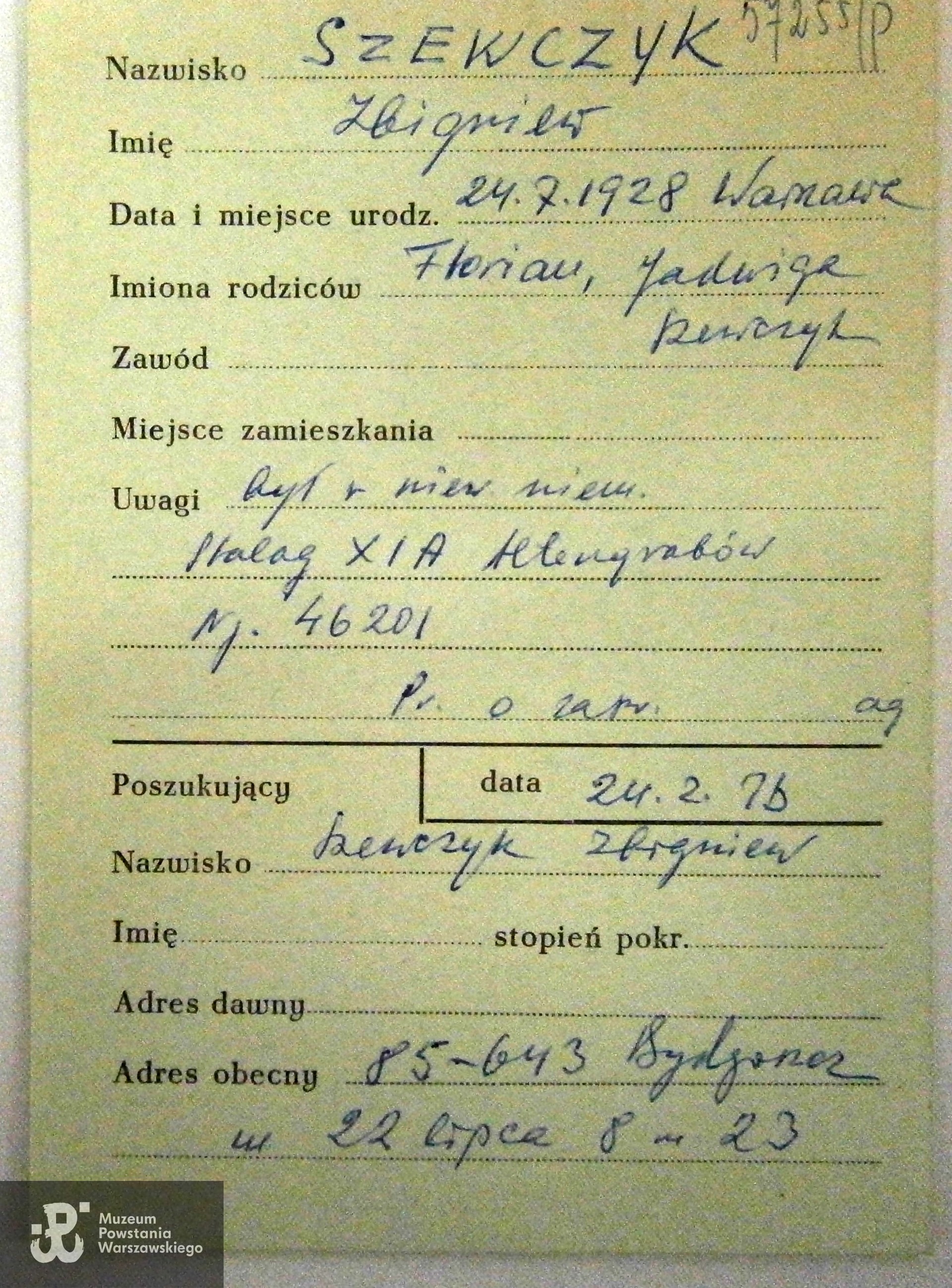 Polski Czerwony Krzyż - kartoteka