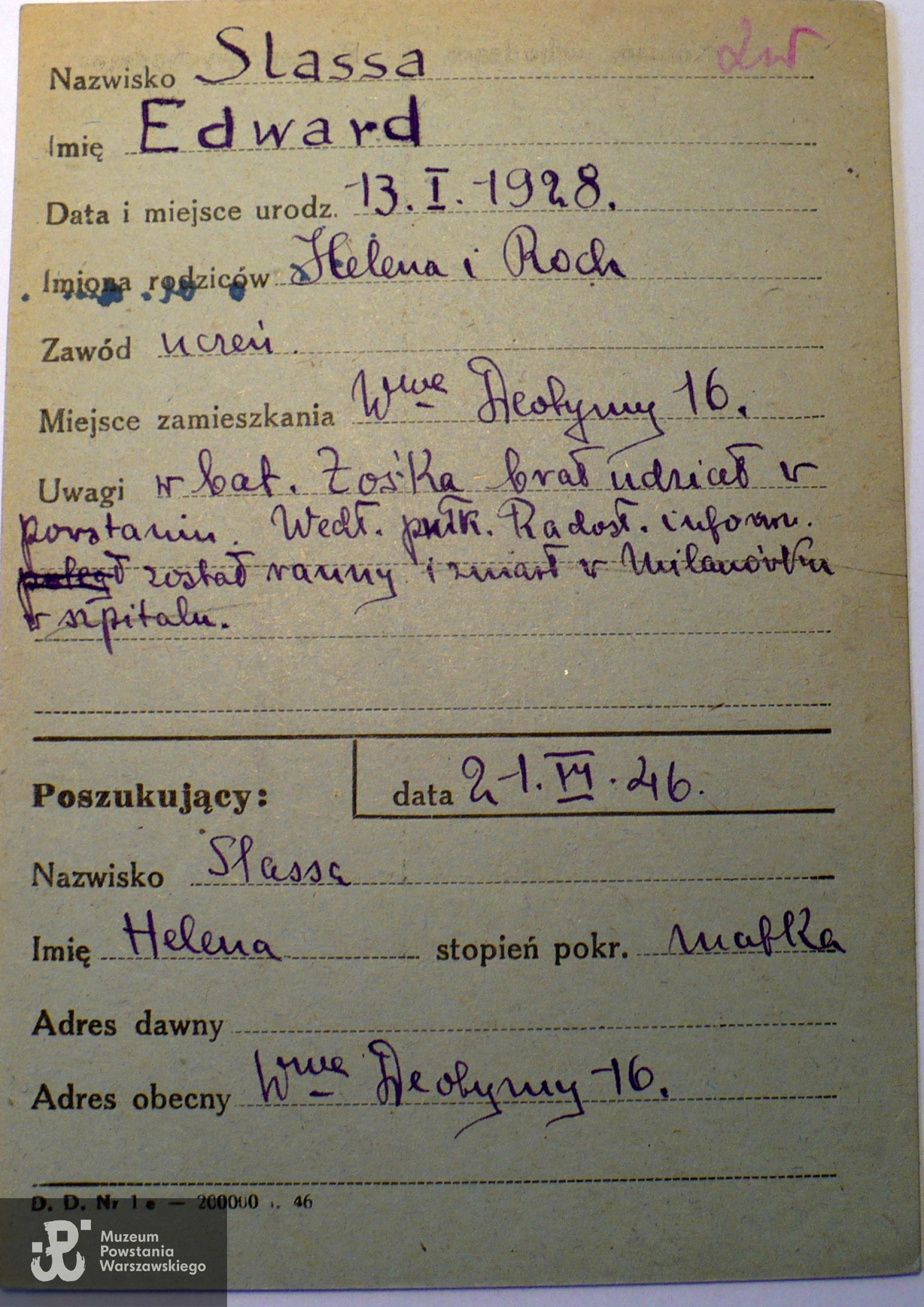 Polski Czerwony Krzyż - kartoteka