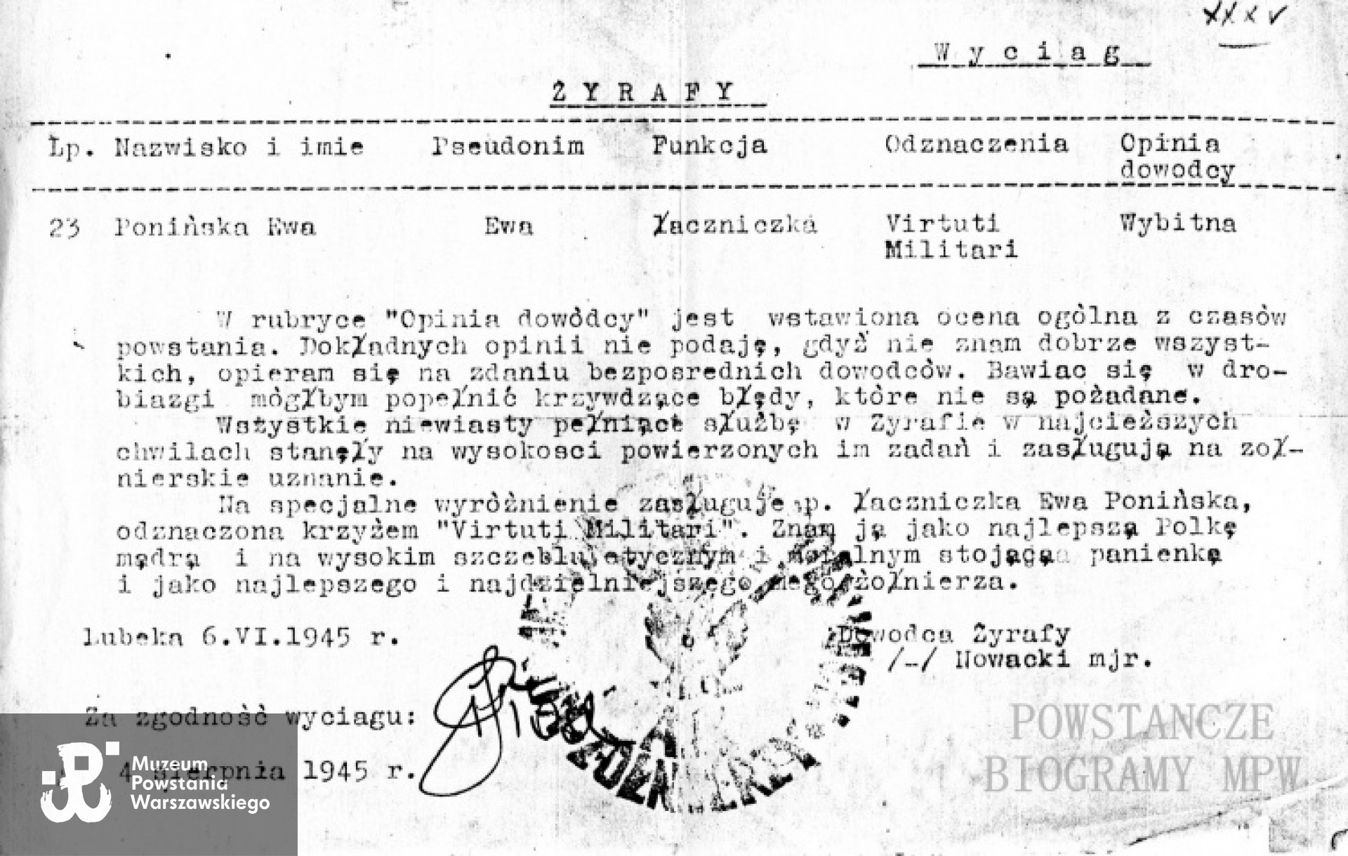 Fot. udostępnione przez p. Ewę Ponińską-Konopacką ps."Ewa" z archiwum prywatnego