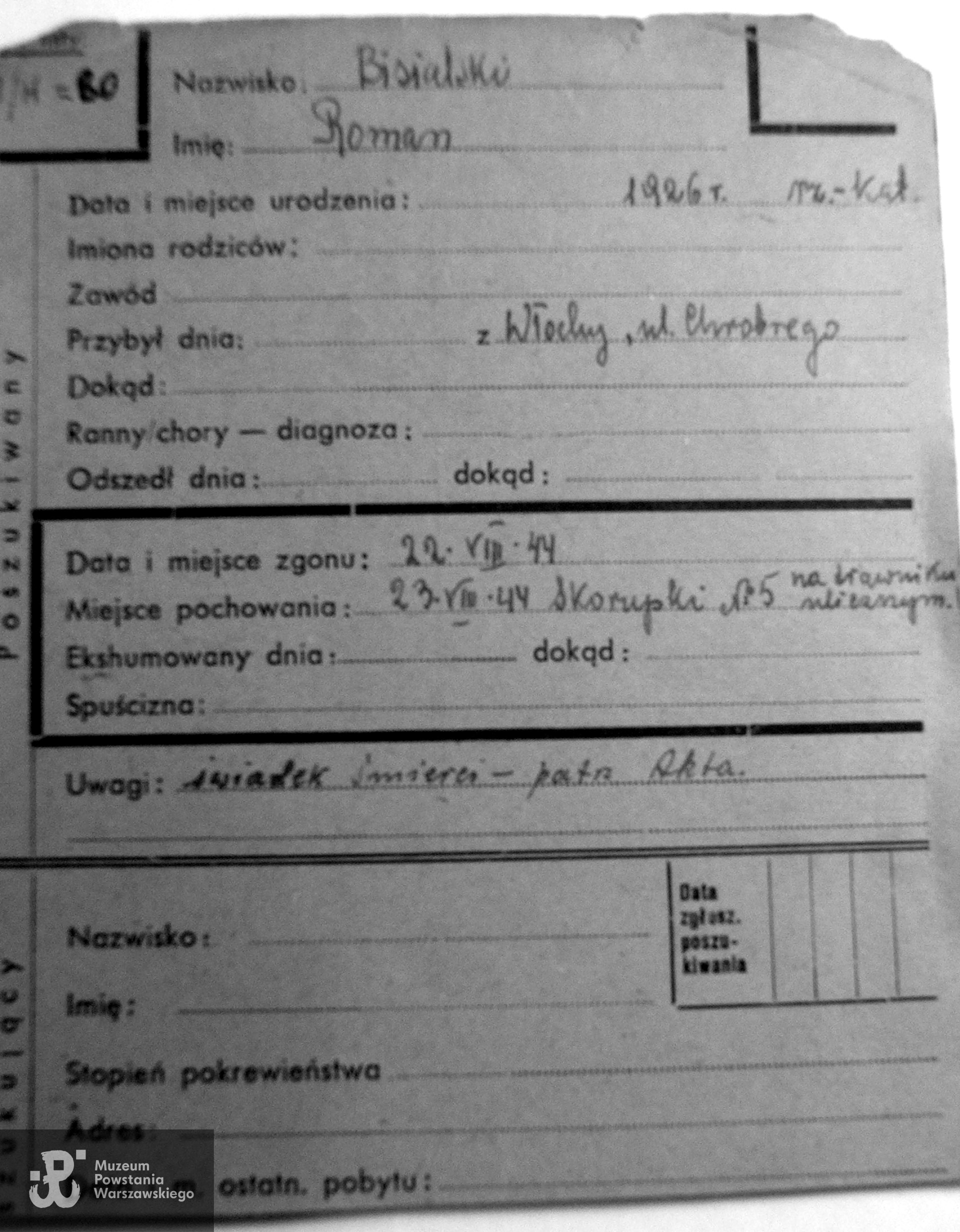 Polski Czerwony Krzyż - kartoteka