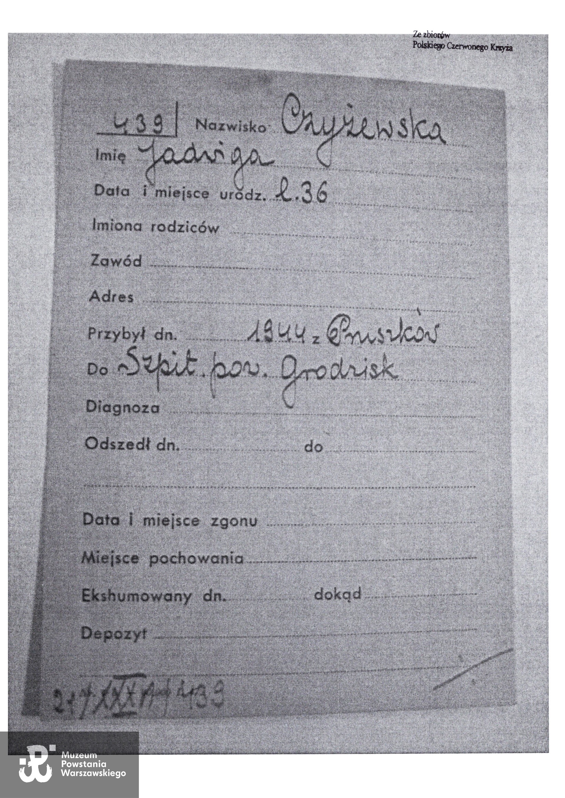 Polski Czerwony Krzyż - kartoteka