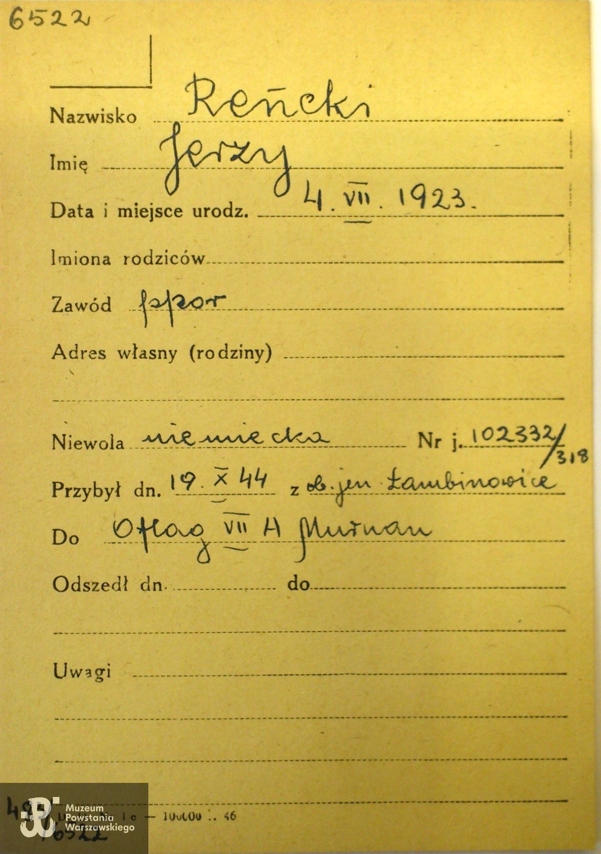 Polski Czerwony Krzyż - kartoteka