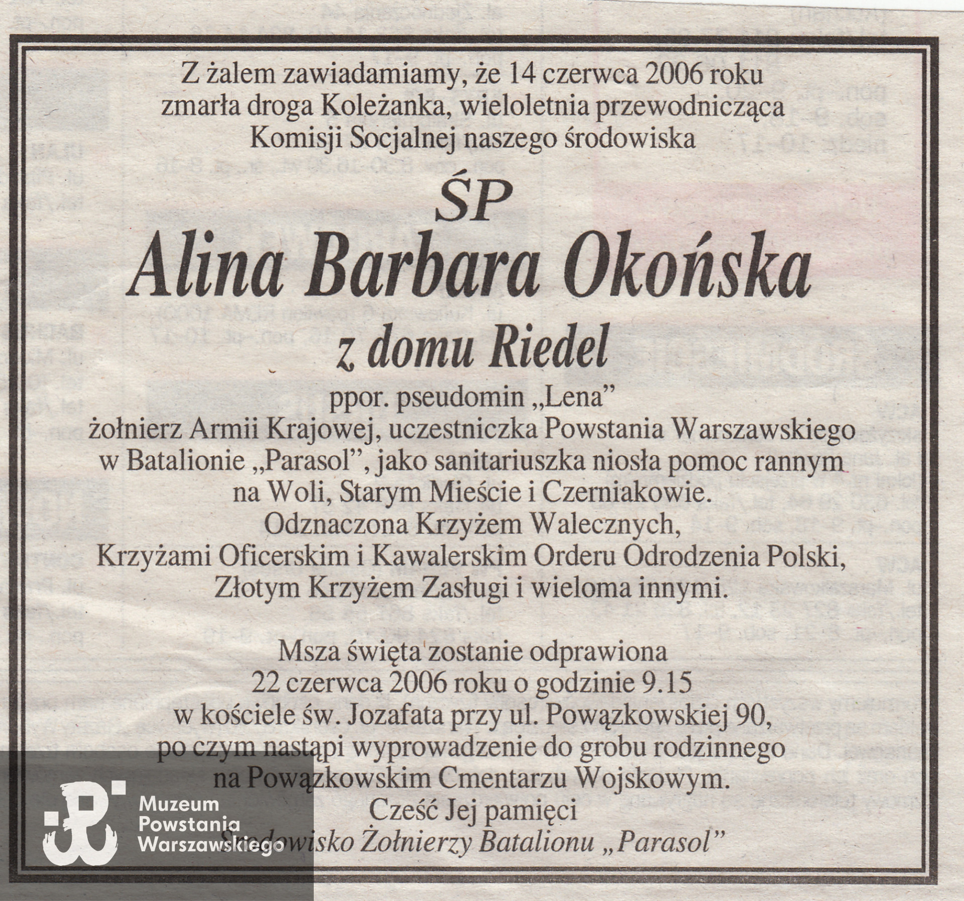 Nekrolog prasowy, Gazeta Wyborcza, 2006 rok