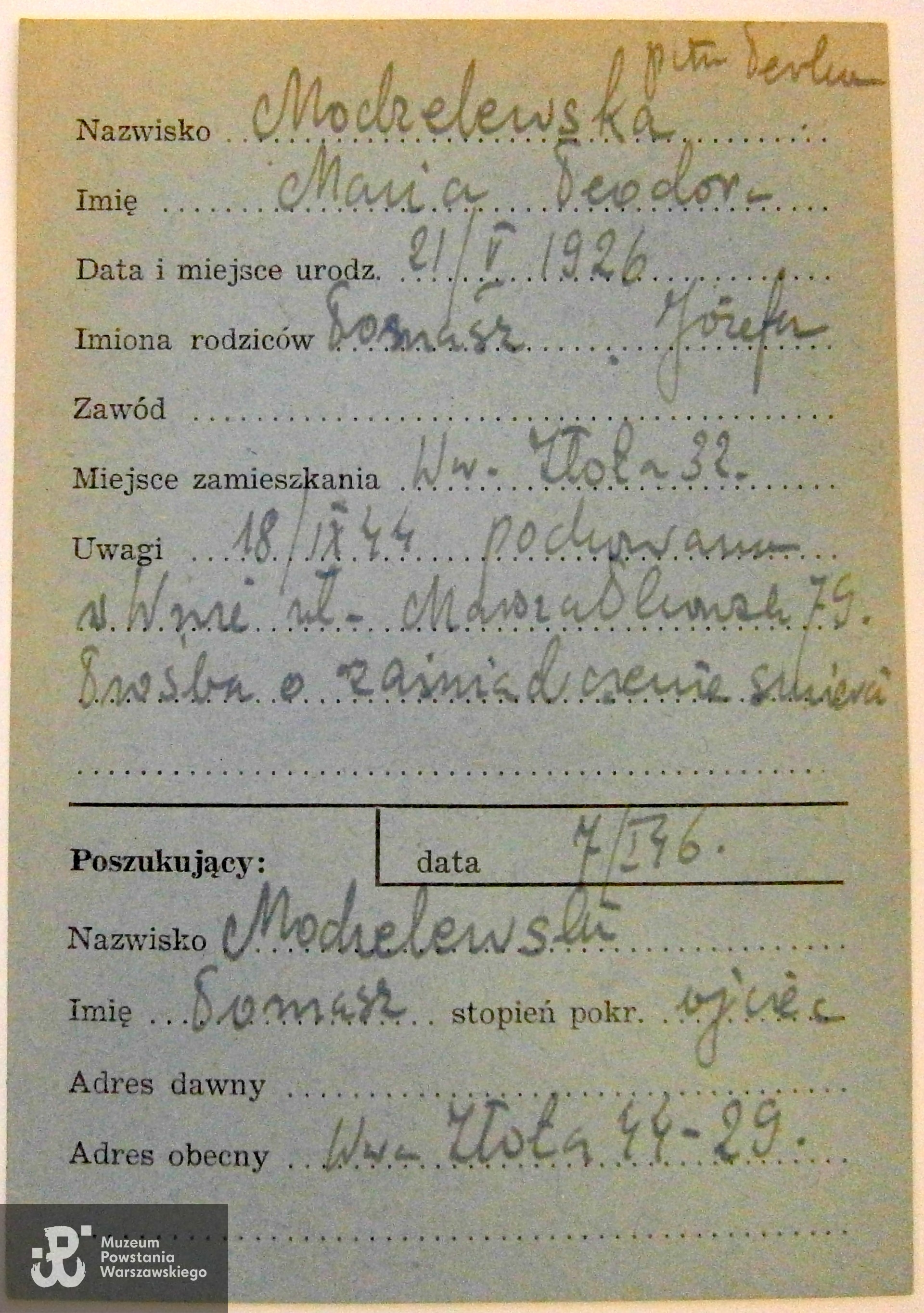 Polski Czerwony Krzyż - kartoteka