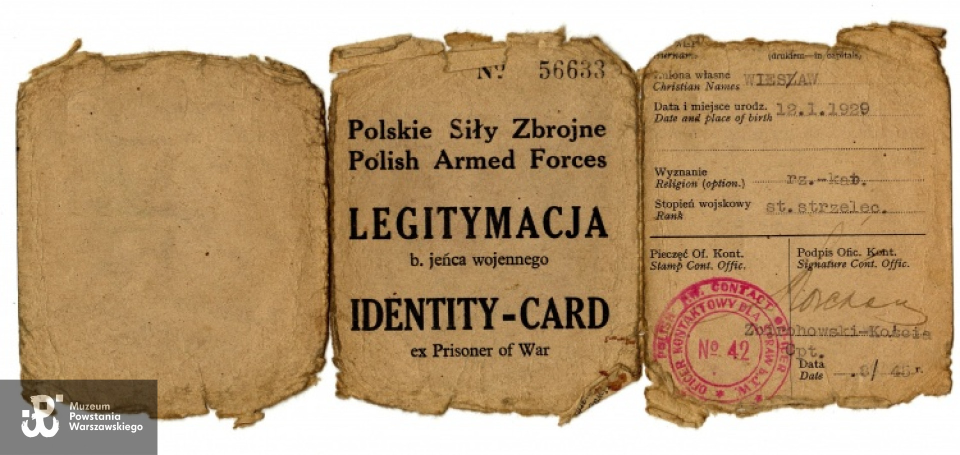 Legitymacja byłego jeńca wojennego