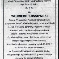Nekrolog prasowy z 1996 roku, zbiory Działu Kombatanta