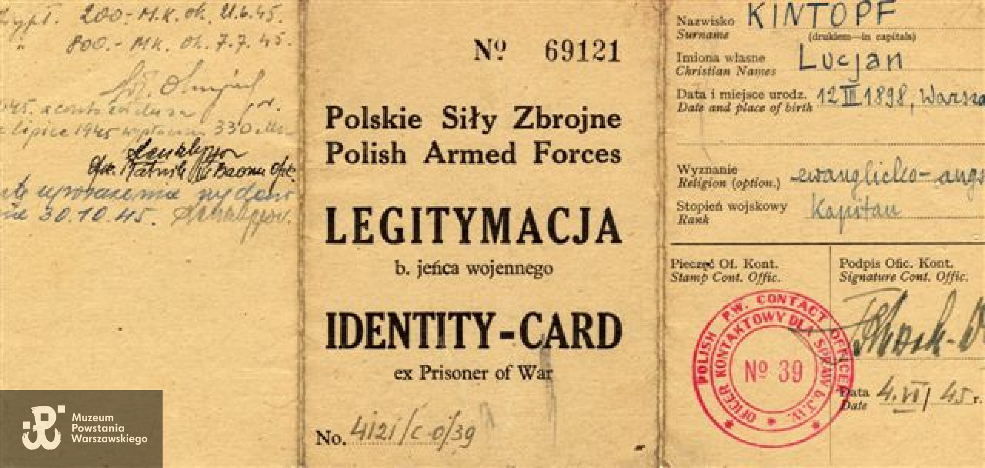 Ze zbiorów rodzinnych, skan udostępnił p. Piotr Kintopf, syn Powstańca (2012)