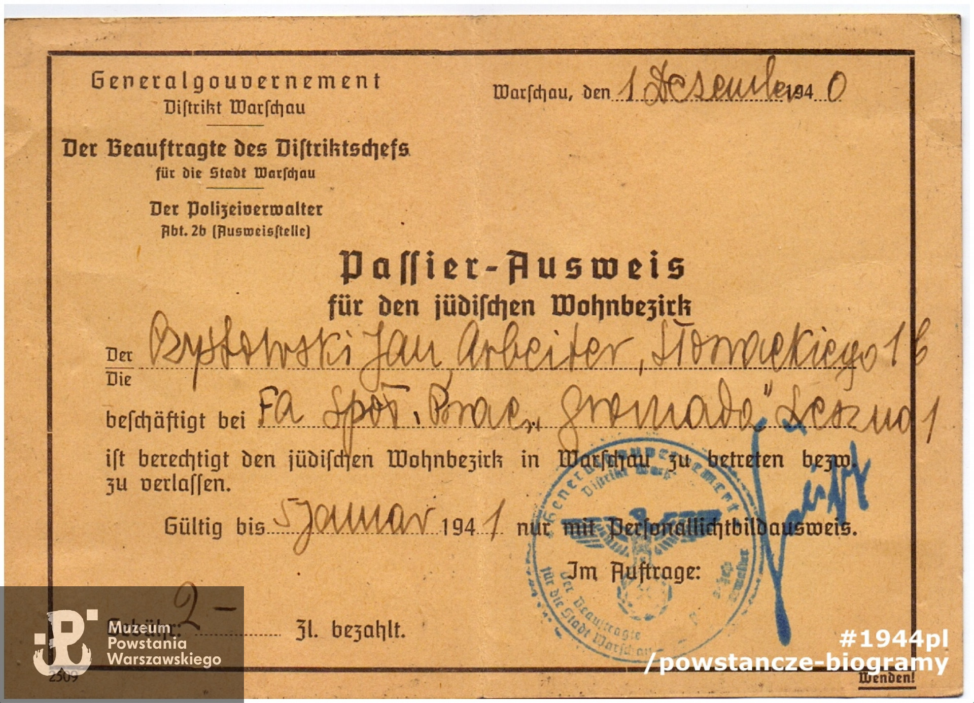 Skan udostępniony ze zbiorów rodzinnych, przesłał p. Jan Czystowski