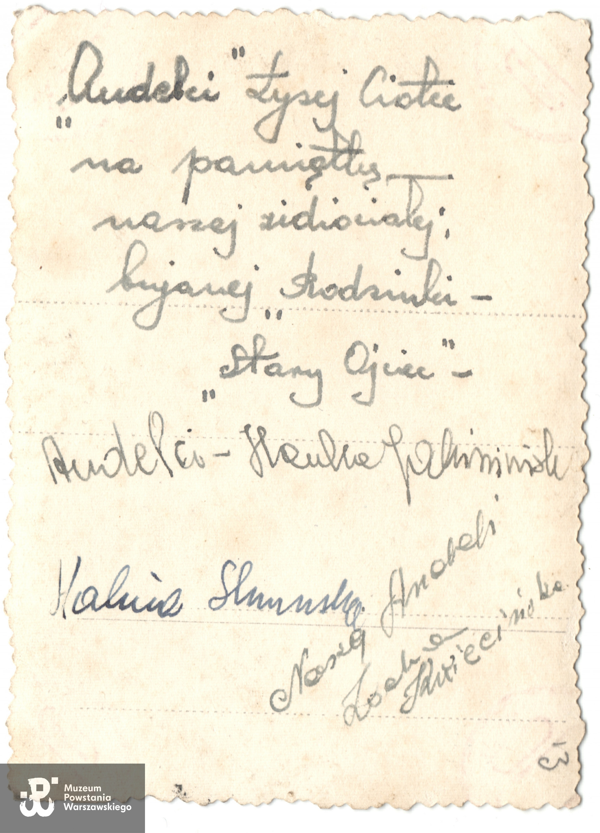 Rewers z dedykacjami koleżanek dla "Andelci".  Fot. ze zbiorów rodzinnych, udostępnił p. Michał Turski