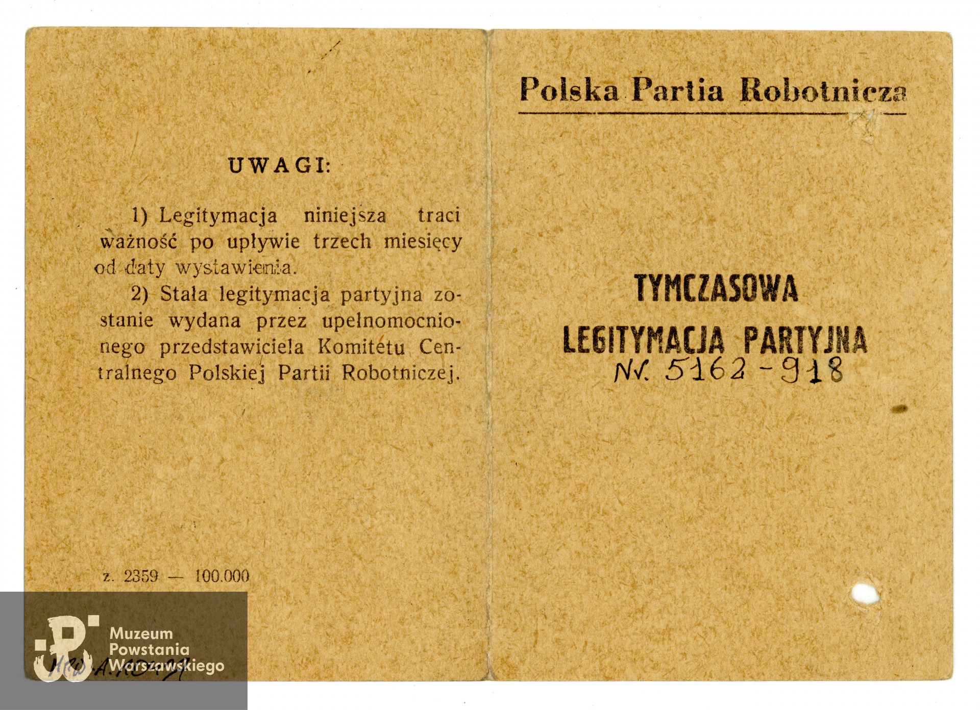 Muzeum Powstania Warszawskiego,  P/8279/15, dar p. Mirosławy Bednarek, córki Powstańca