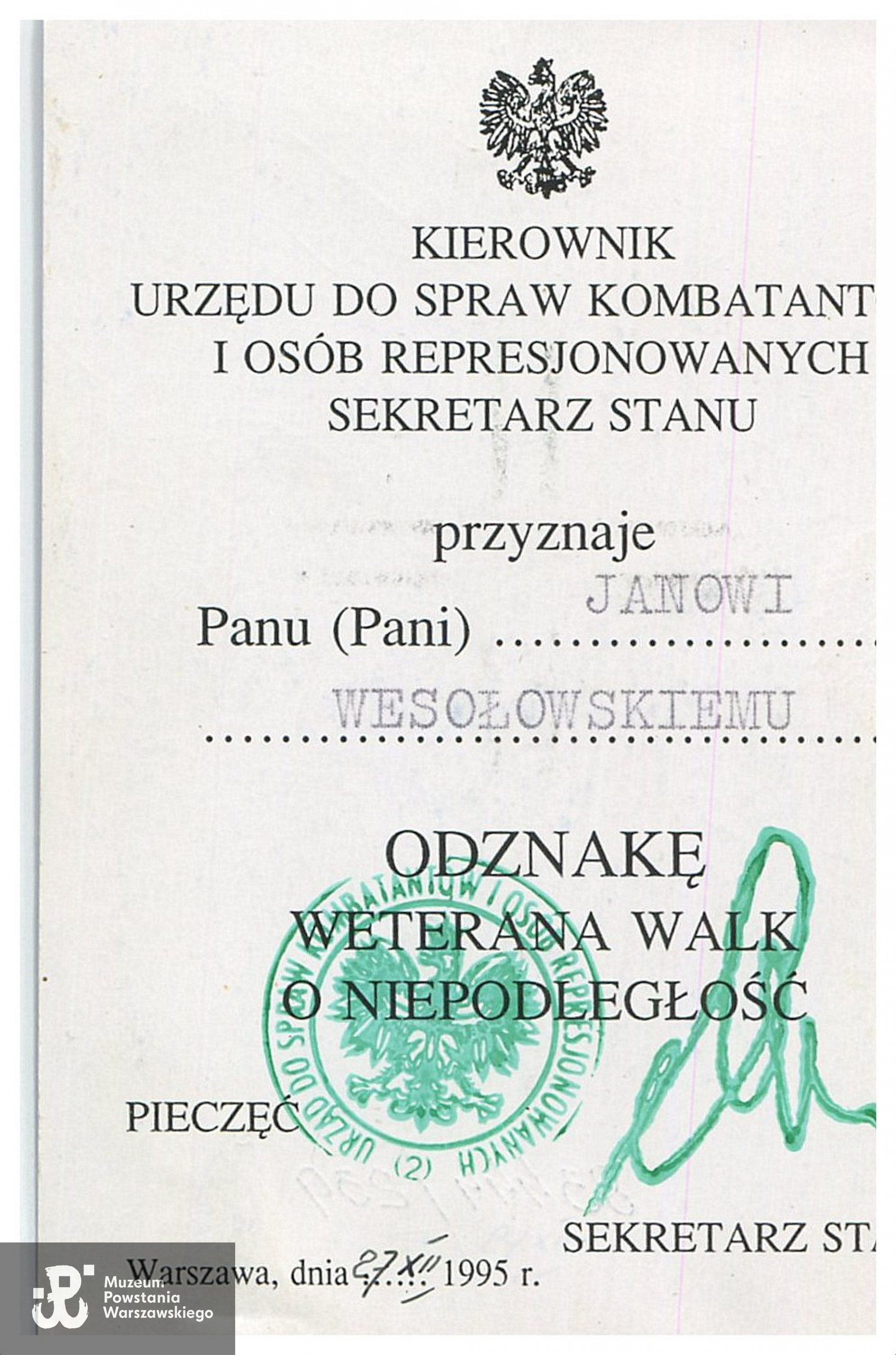 Skan z zasobu Pokoju Kombatanta MPW