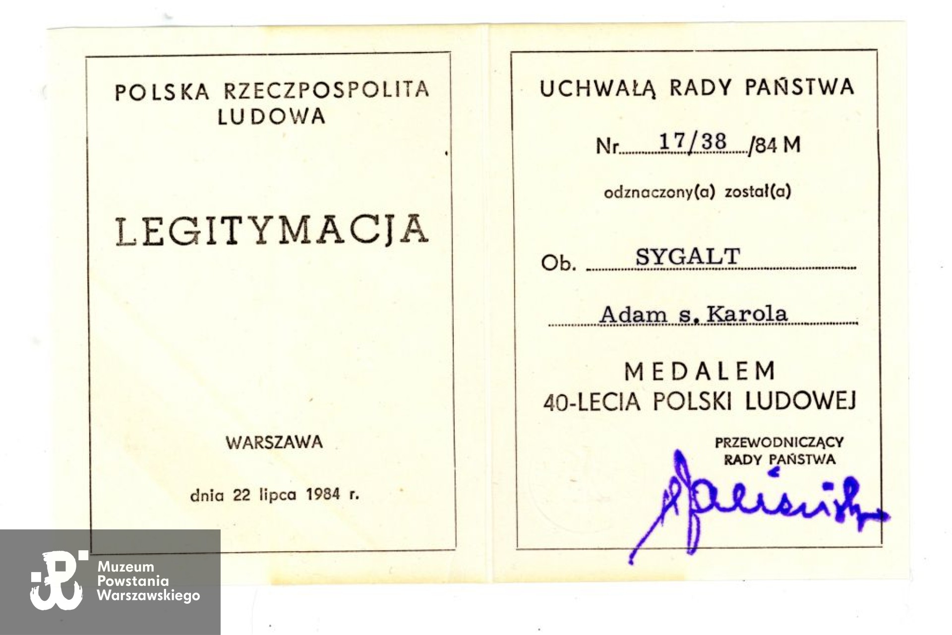 Ze zbiorów prywatnych p. Ewy Sygalt-Synowieckiej i p. Mariusza Synowieckiego, skany wykonano w Muzeum Powstania Warszawskiego.