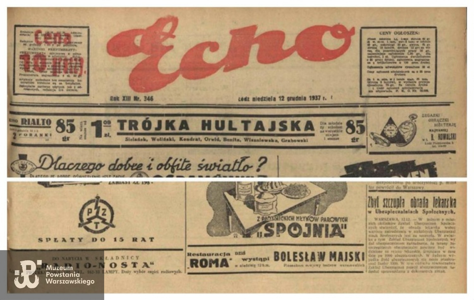 "Echo"1937 Kw IV Nr 346. Skan udostępnił Jan Wawszczyk, źródło: <i>http://bc.wbp.lodz.pl/Content/40006/Echo1937KwIVNr346bc.pdf</i>