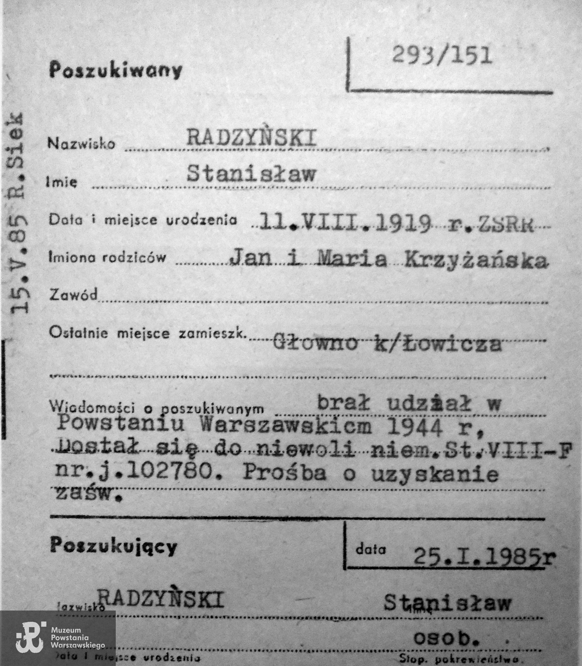 Polski Czerwony Krzyż - kartoteka