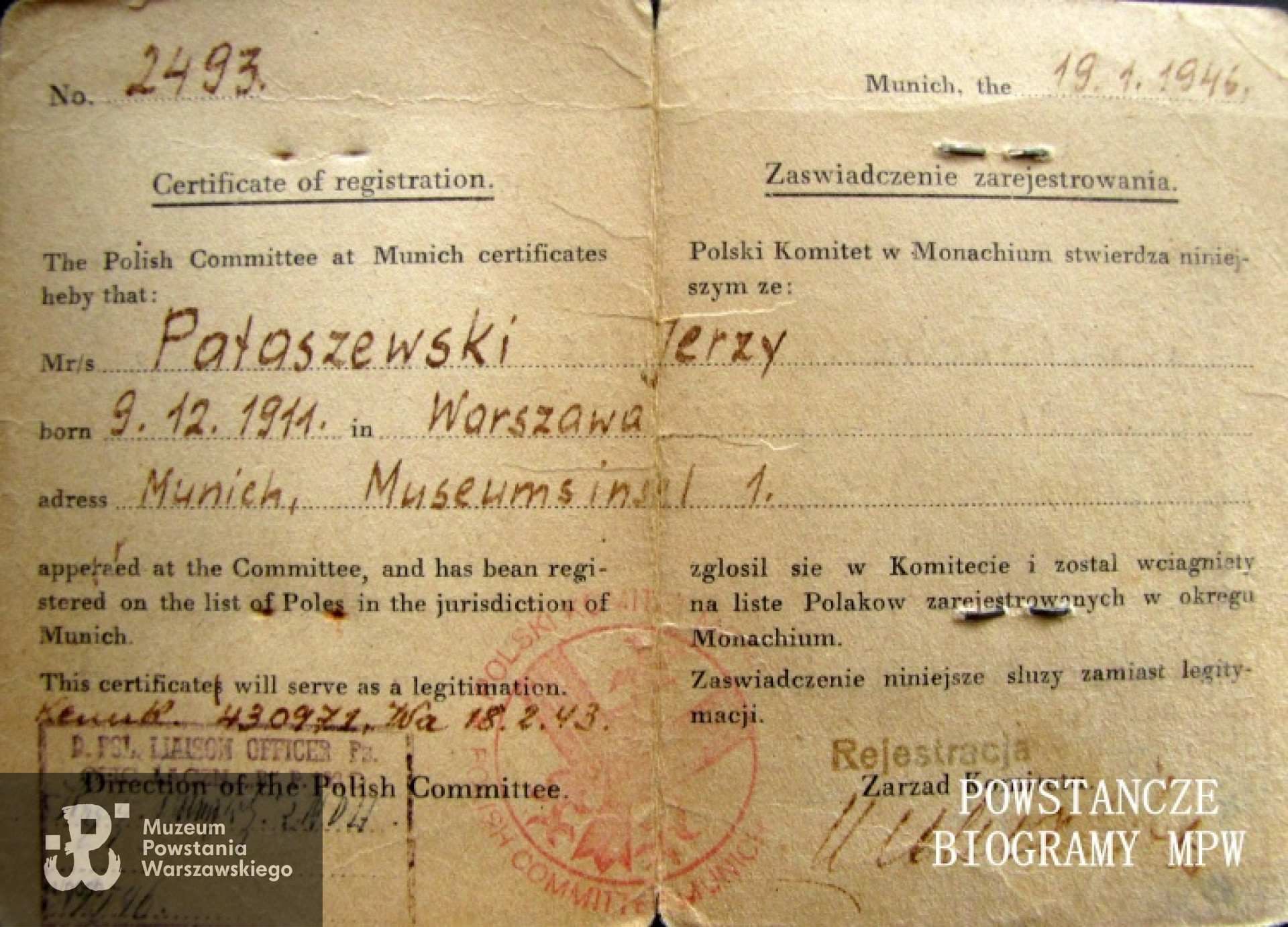 Fot. z archiwum rodzinnego George'a  Palaszewskiego