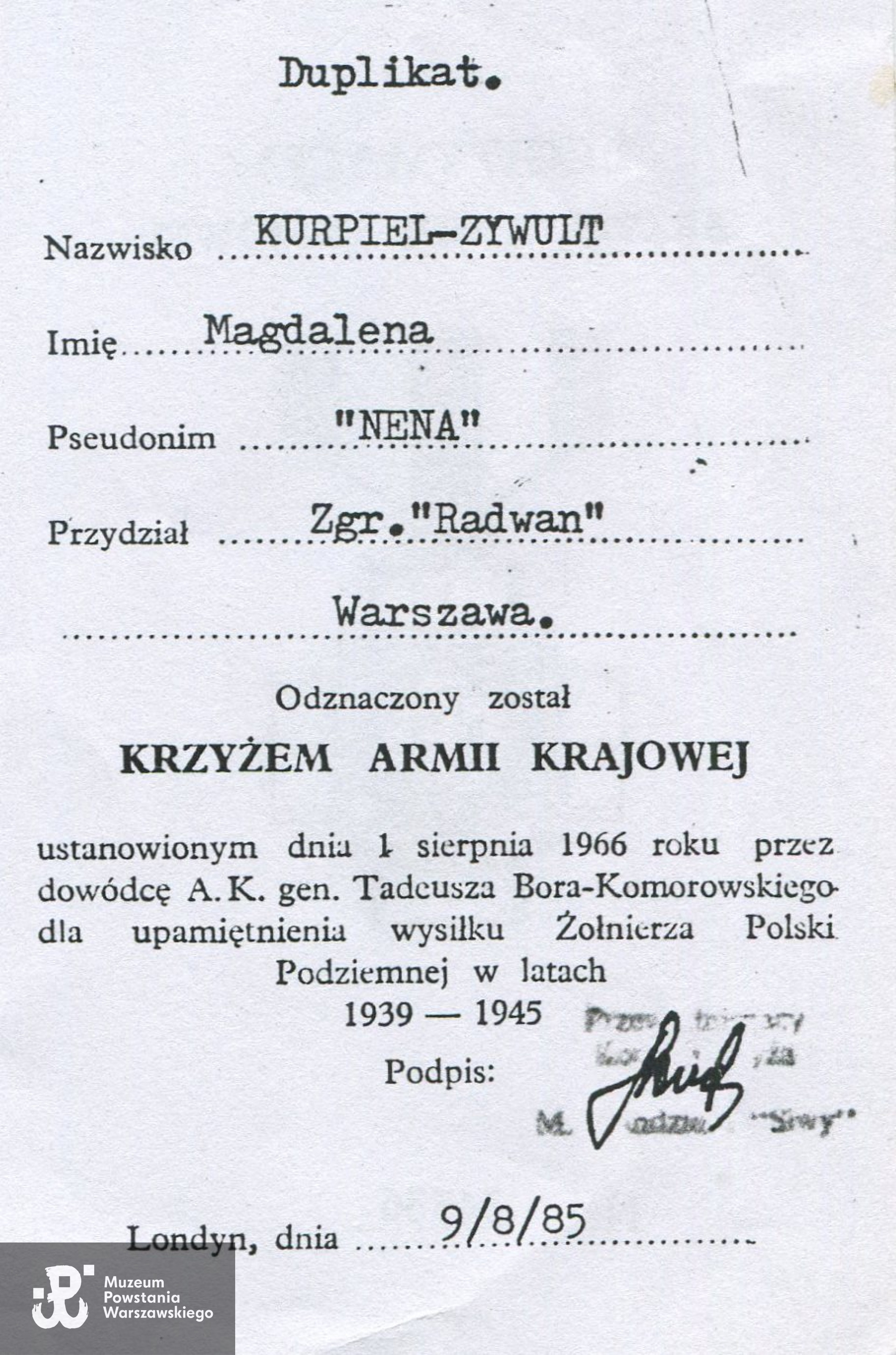 Fot. MPW-teczka, materiały do Słownika Biograficznego Uczestników PW