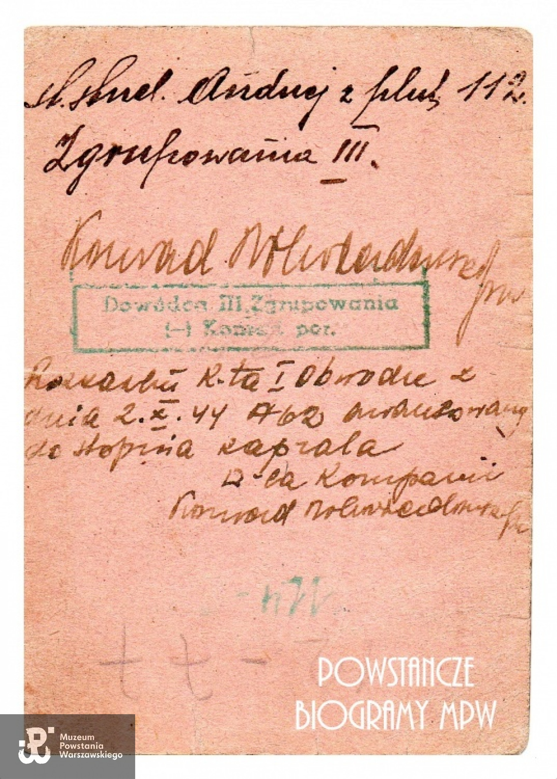 Należąca do Andrzeja legitymacja Armii Krajowej. Z archiwum rodzinnego Andrzeja Maliszewskiego