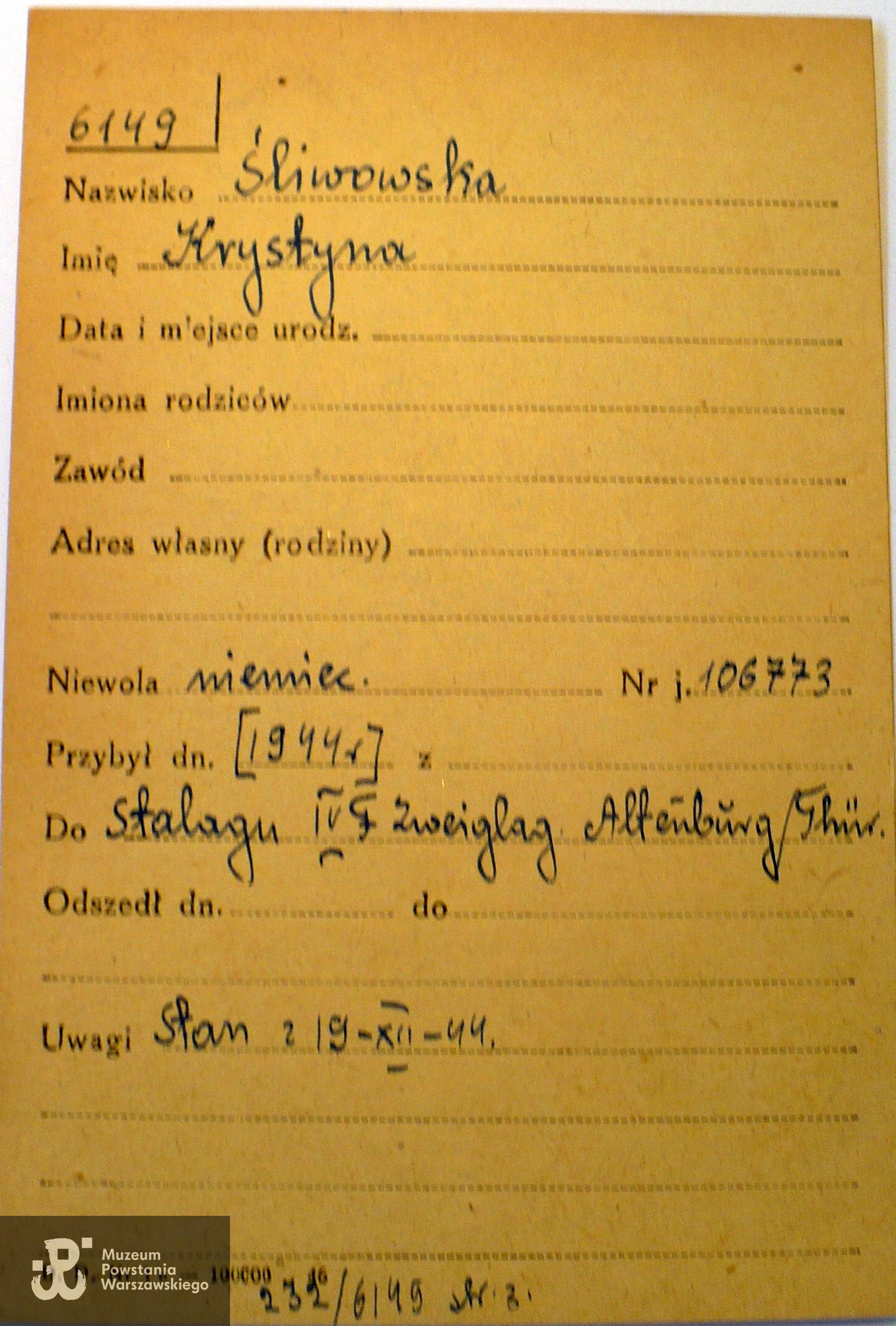 Polski Czerwony Krzyż - kartoteka