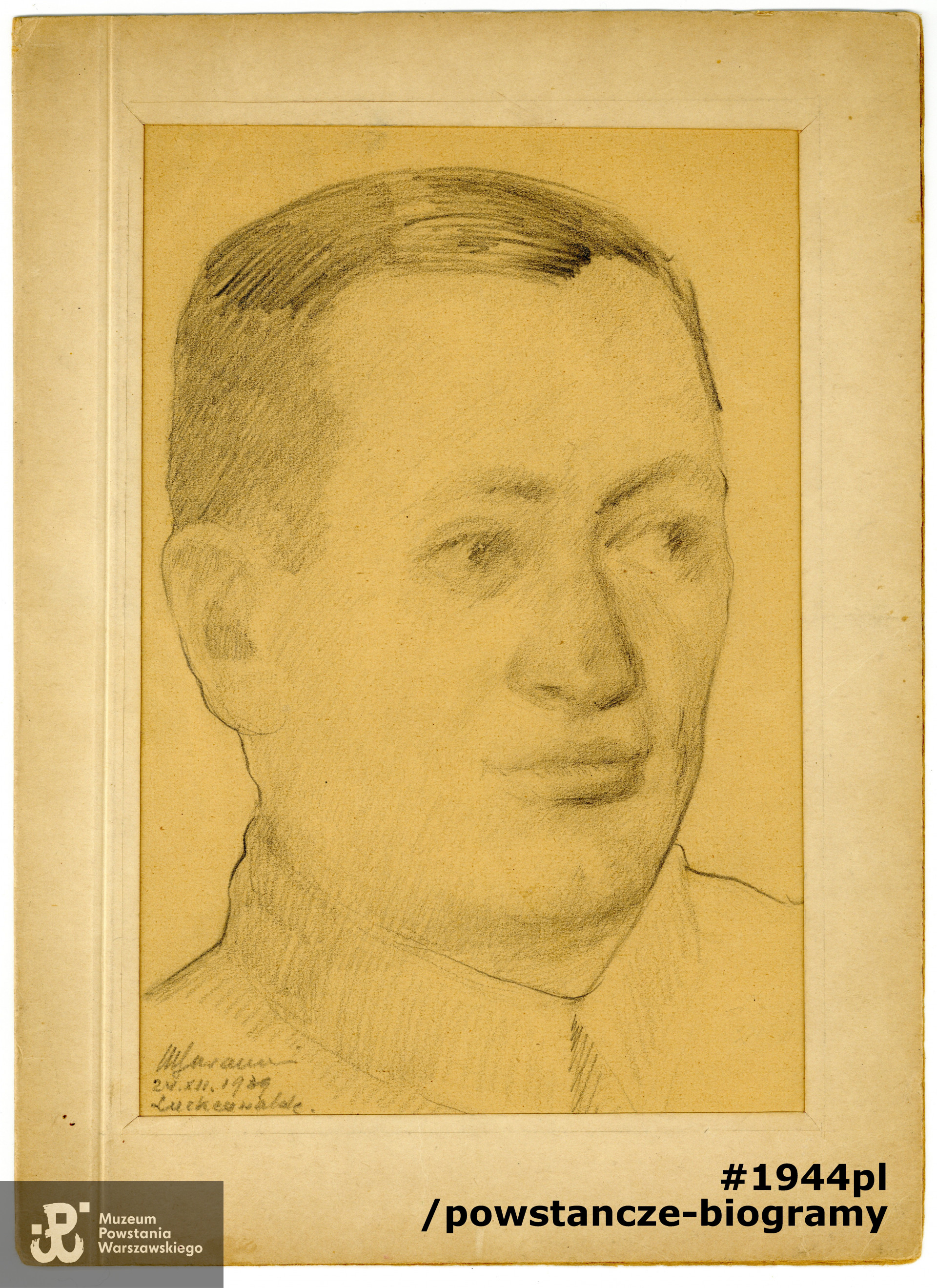 Rysunek wykonany w obozie jenieckim Stalag III A Luckenwalde. Ze zbiorów rodzinnych, udostępniła p. Maria Szymczak, córka Powstańca. Skany z oryginałów wykonano w Muzeum Powstania Warszawskiego, 08/2021