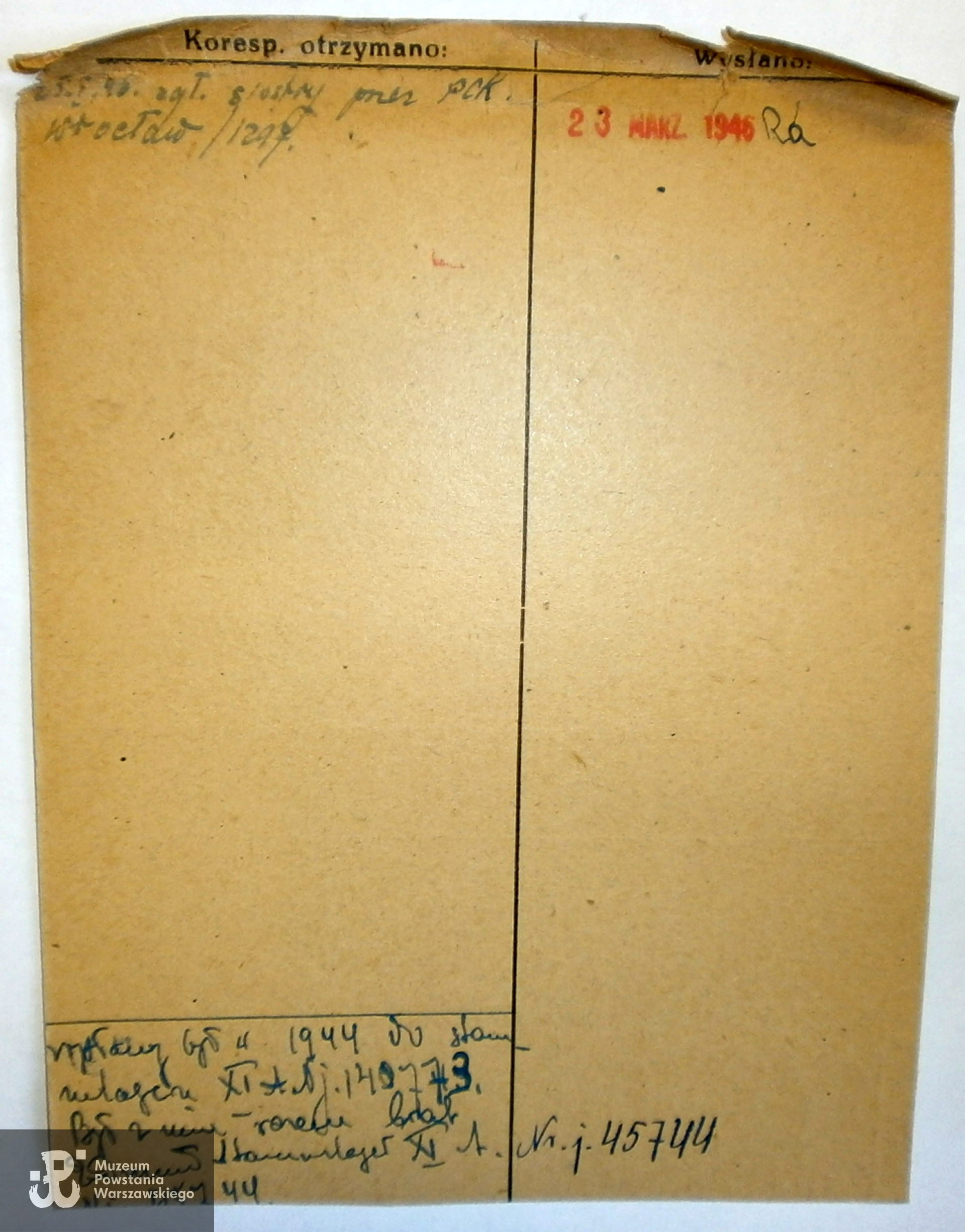 Polski Czerwony Krzyż - kartoteka