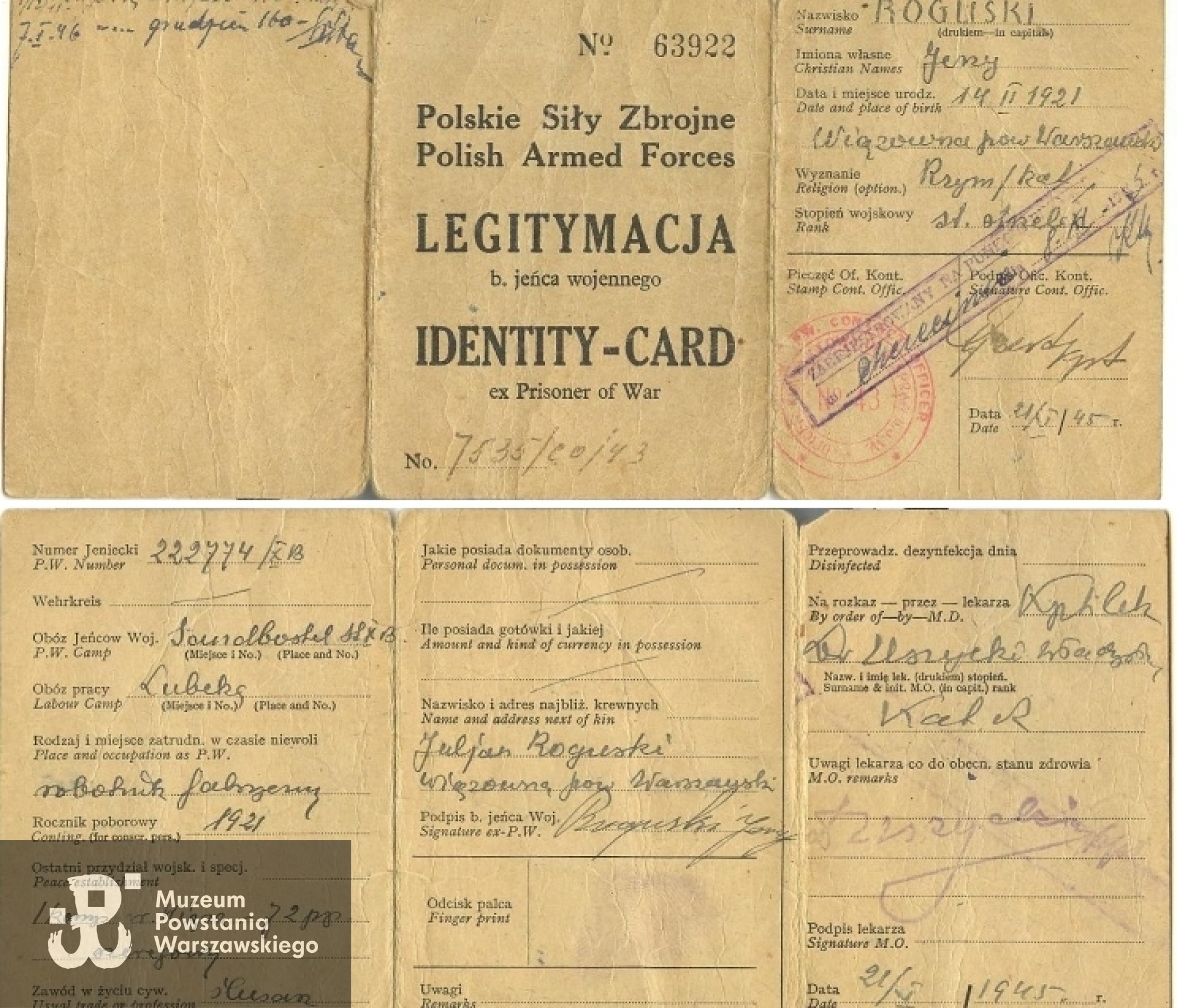 Legitymacja Byłego Jeńca Wojennego