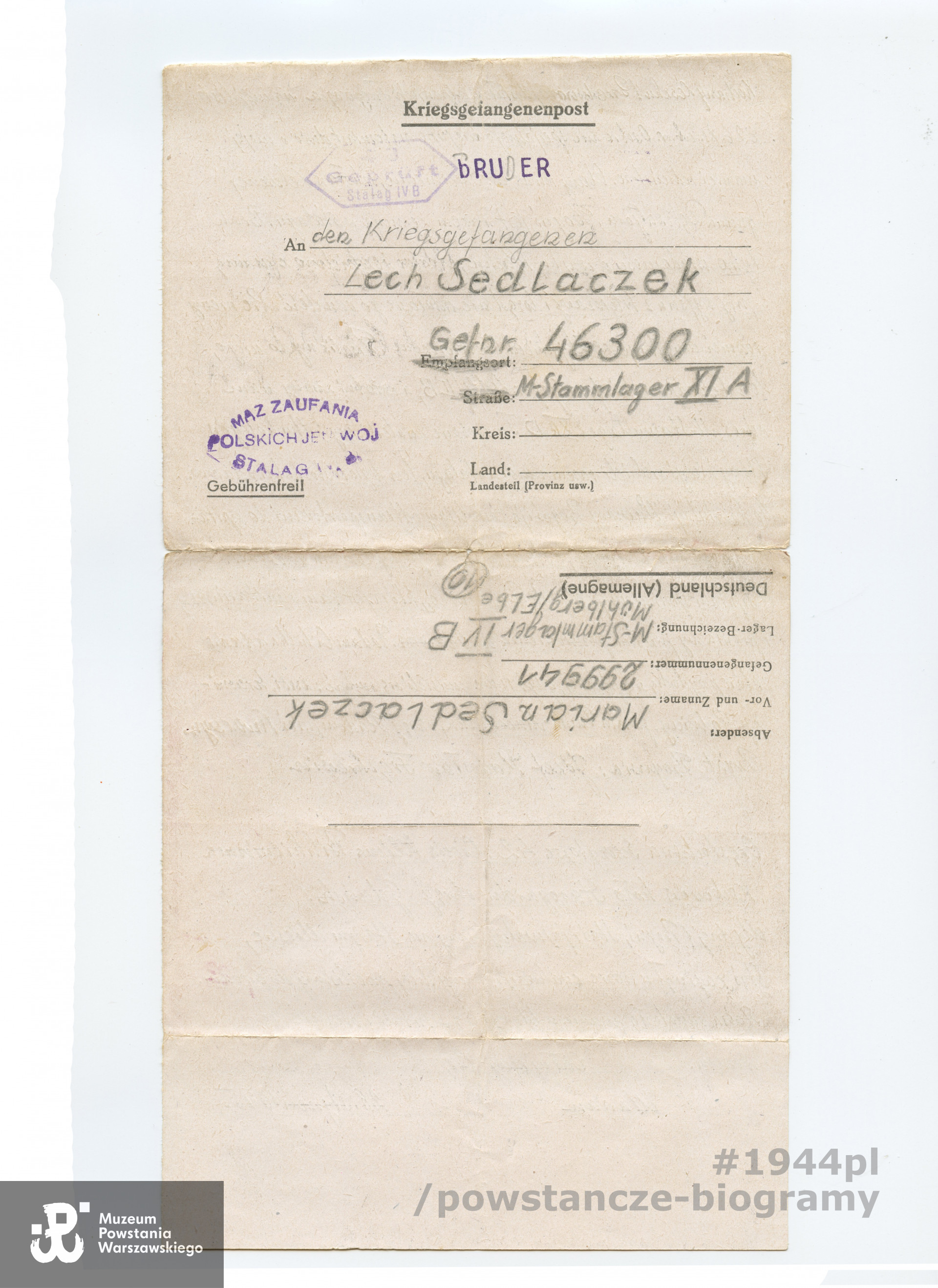 List od brata stryjecznego-powstańca, <a href =  marian-sedlaczek,39601.html> Mariana Sedlaczka.</a>  Z archiwum rodzinnego p. Lecha Sedlaczka ps. Hak