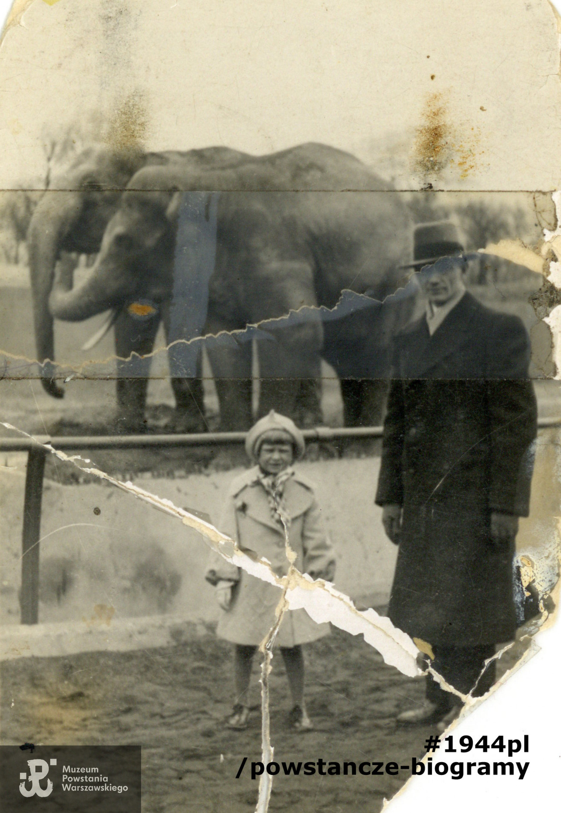 Edward Stefani "Szpagat" (1904-1944) z bratanicą Zofią Stefani, obecnie Siarczyńską w Ogrodzie Zoologicznym w Warszawie. Fot. ze zbiorów rodzinnych, udostępnił p. Remigiusz Stefani, wnuk Powstańca