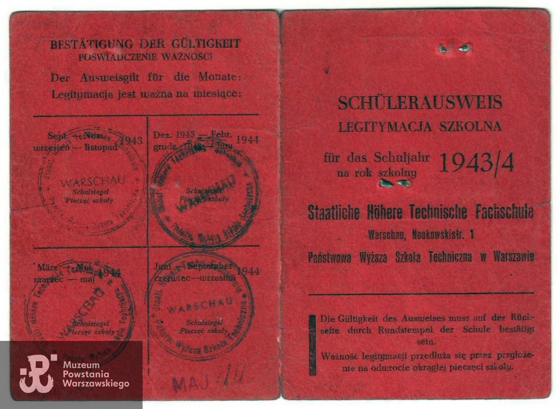 Schülerausweis - legitymacja szkolna wystawiania przez władze niemieckie.