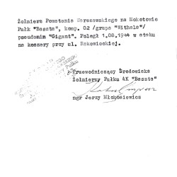 Muzeum Powstania Warszawskiego, Teczki personalne uczestników Powstania Warszawskiego, kopia wniosku o nadanie WKP