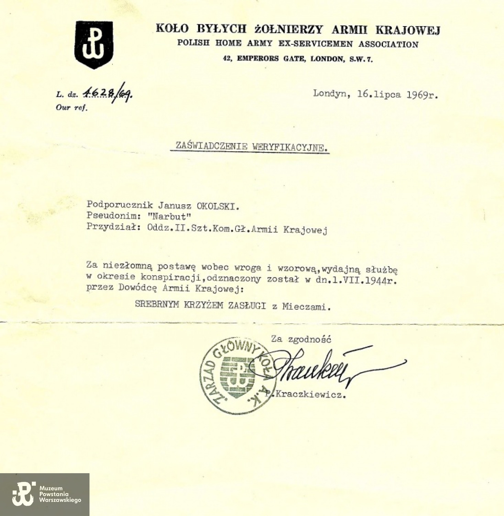 Zaświadczenie weryfikacyjne