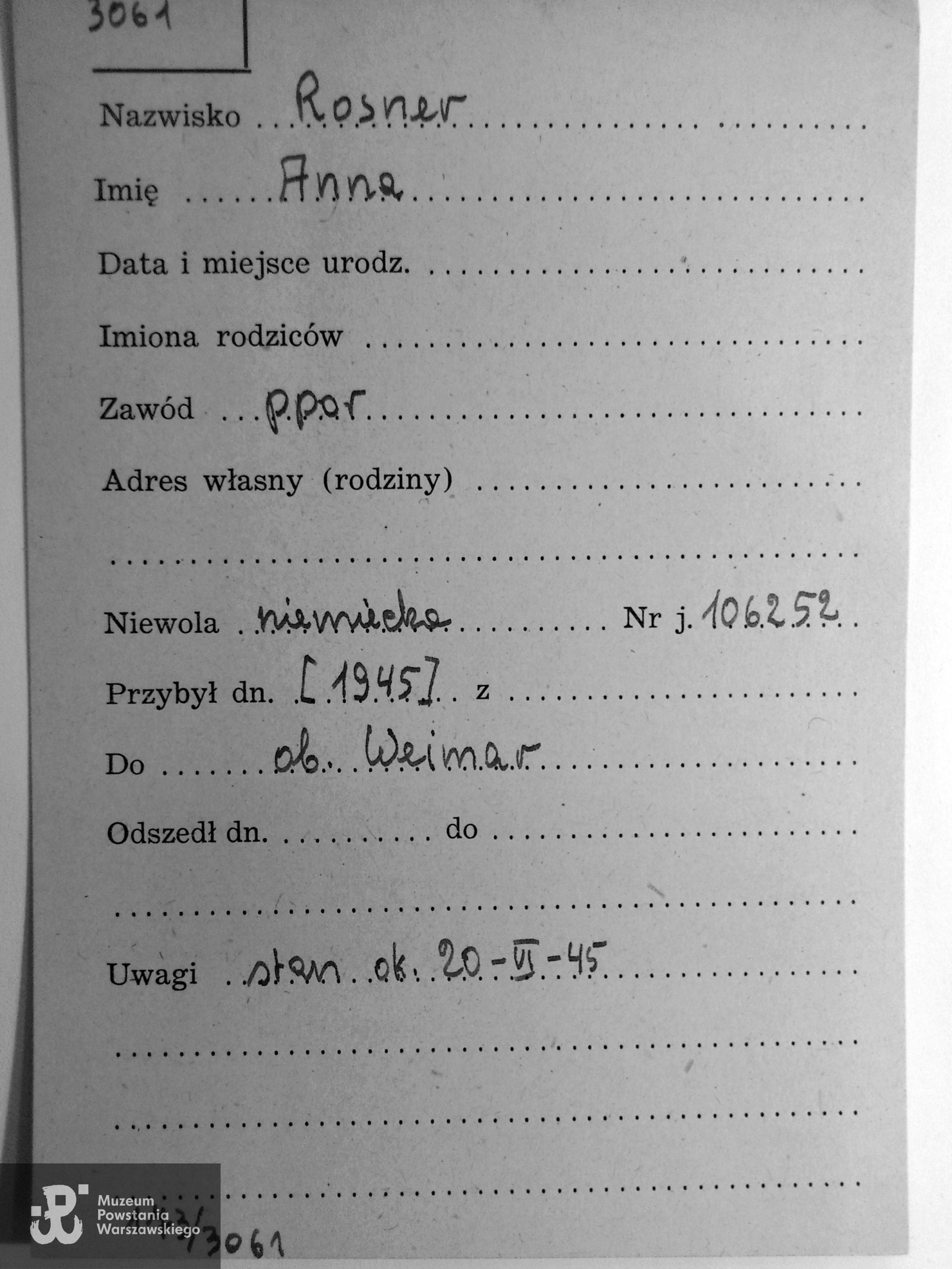 Polski Czerwony Krzyż - kartoteka