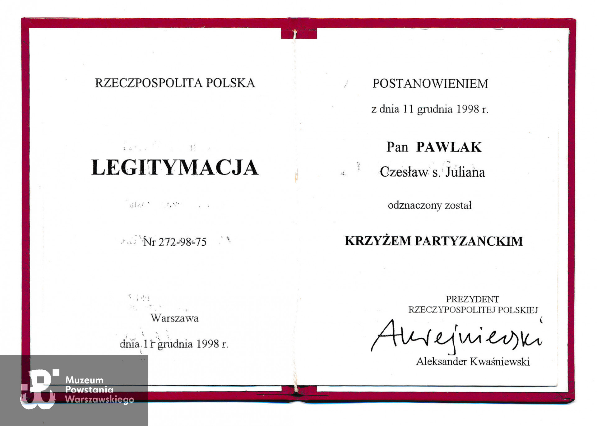 Ze zbiorów rodzinnych, skany wykonano w Dziale Kombatanta MPW