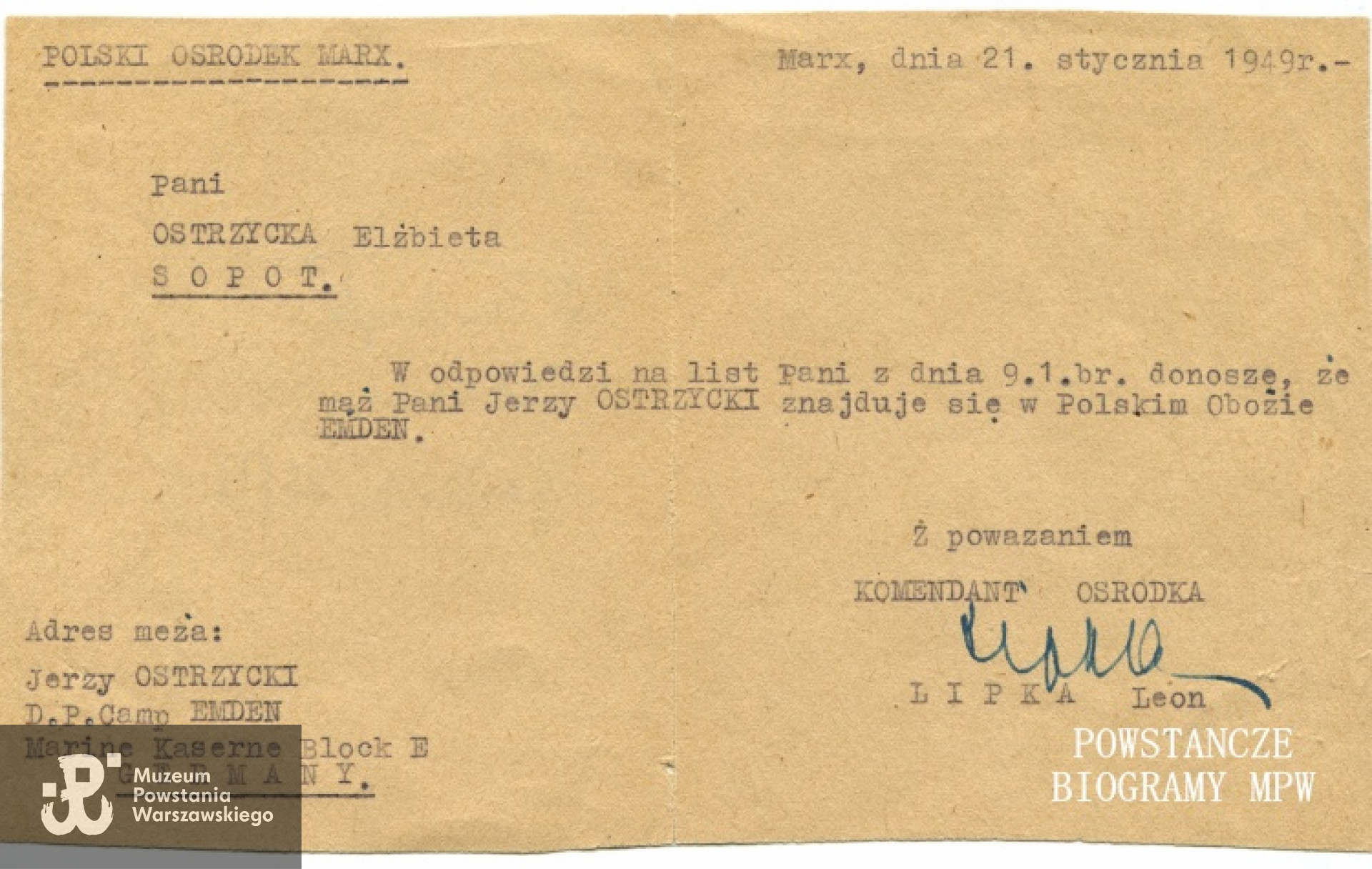 Ze zbiorów rodzinnych syna, p. Jacka Ostrzyckiego.