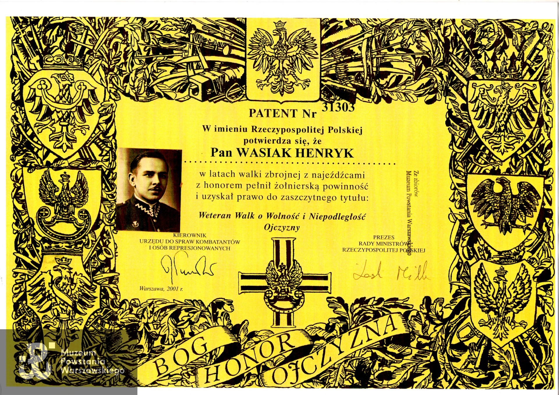 Muzeum Powstania Warszawskiego, Teczki personalne uczestników Powstania Warszawskiego: Wasiak Henryk Tadeusz ps. Nogawka