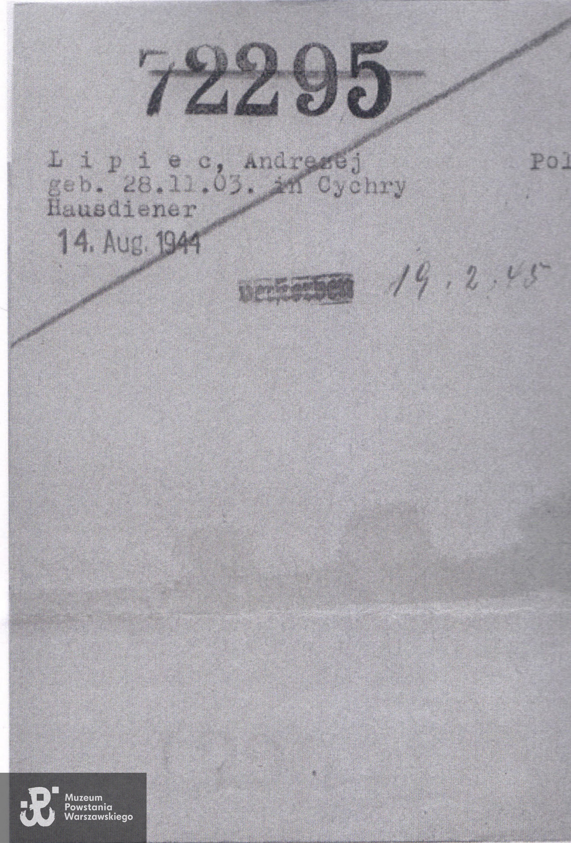 Karta personalna. Udostępniła Alicja Wocial