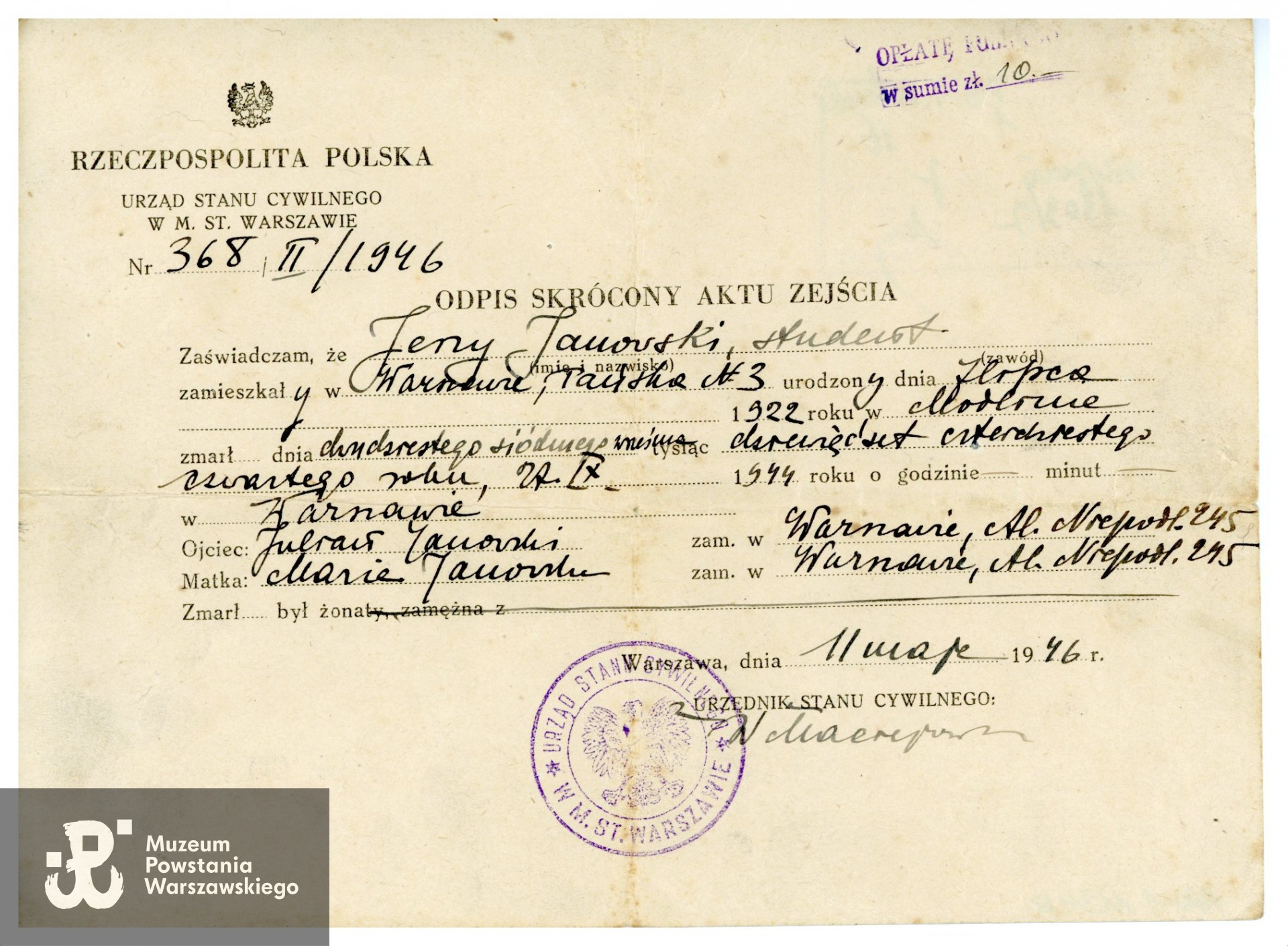 Ze zbiorów Muzeum Powstania Warszawskiego, sygn. P/8719/16, dar p. Krzysztofa Fronczyka