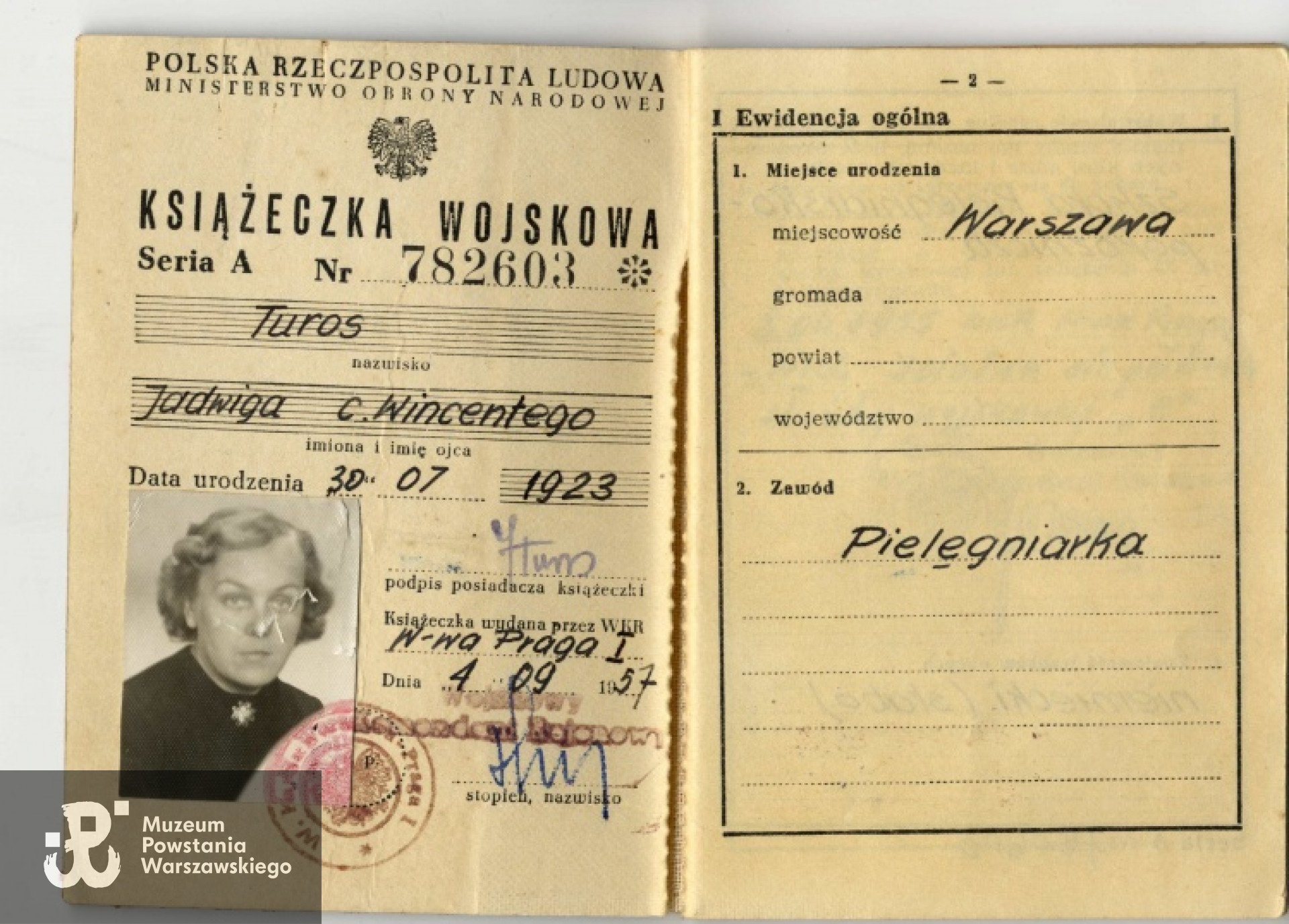 Książeczka wojskowa Jadwigi Turos z d. Sabały. Z  archiwum rodzinnego córek.