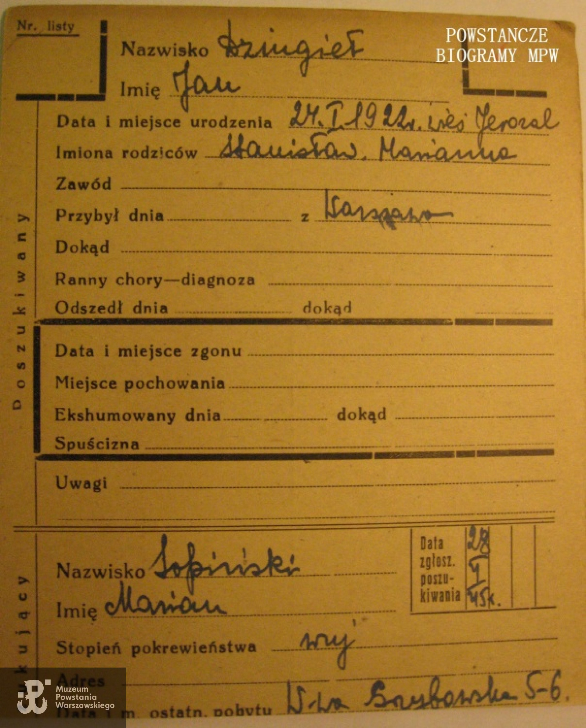 Ze zbiorów PCK. W dokumentacji PCK rok urodzenia 1922.