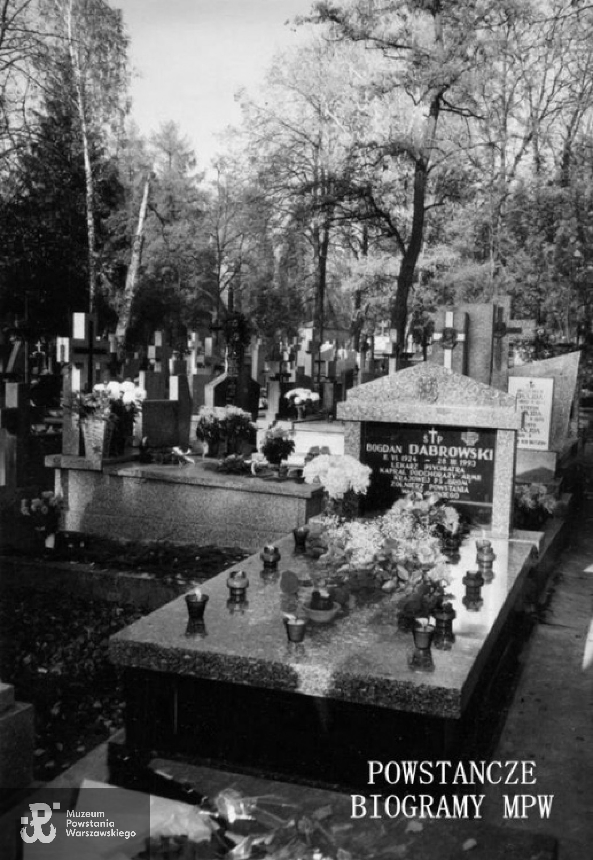 Nagrobek Bogdana Dąbrowskiego na Cmentarzu Starym w Kielcach. W prawym górnym rogu znak "Krybara". Fot. z archiwum rodzinnego udostępnione przez p. Annę i Andrzeja Dąbrowskich.