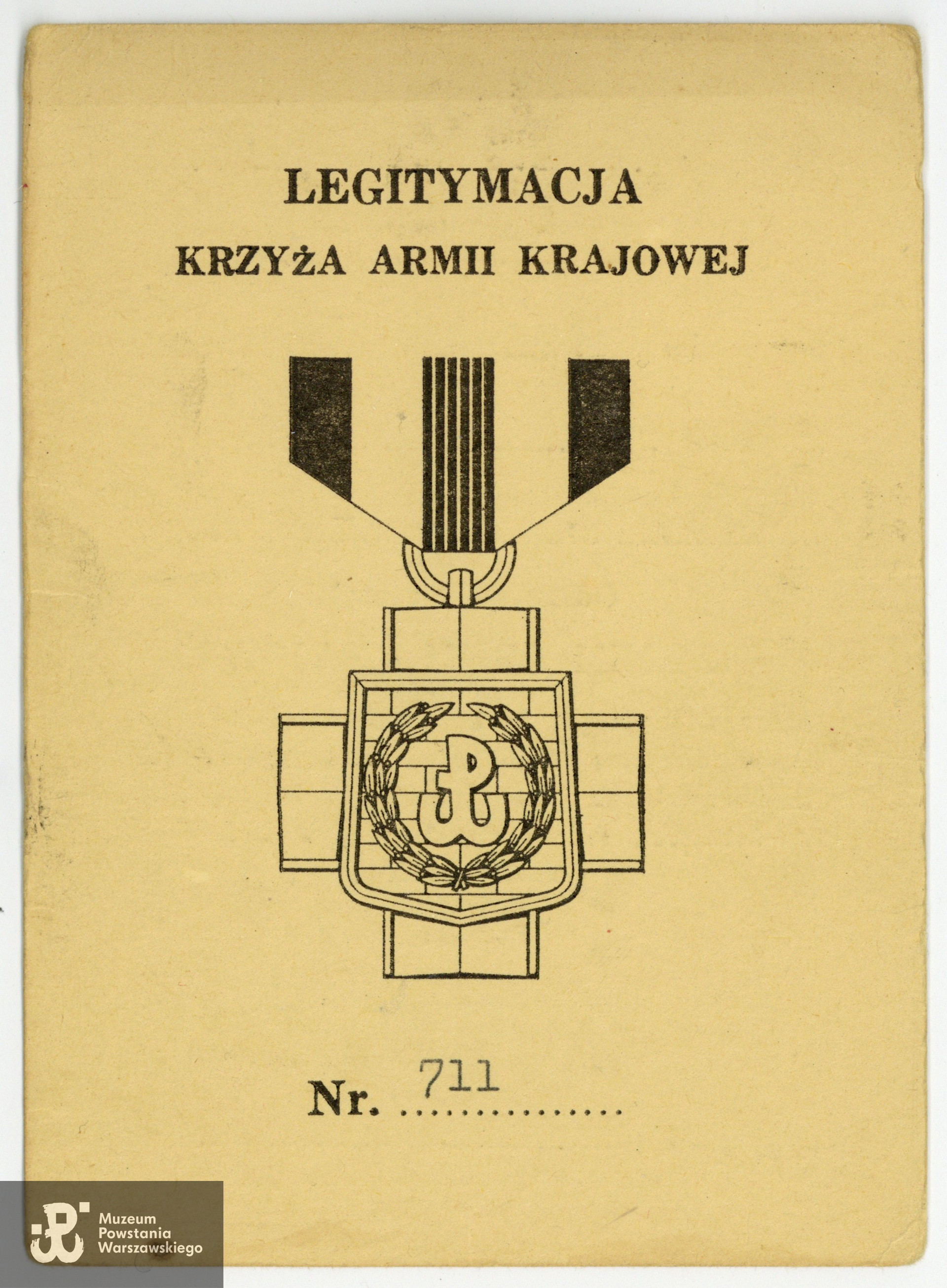 Legitymacja odznaczeniowa - Krzyż Armii Krajowej. Zbiory rodzinne, udostępniła  córka, p. Izabela Rola z domu Załoga