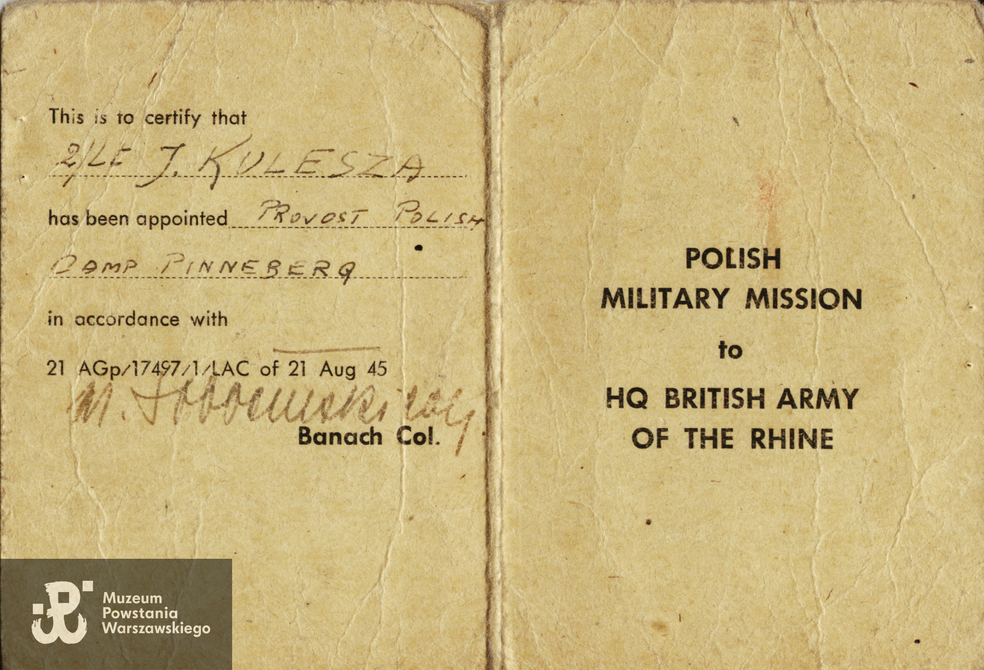 Ze zbiorów rodzinnych, skan udostępnił p. Piotr Kulesza, syn Powstańca